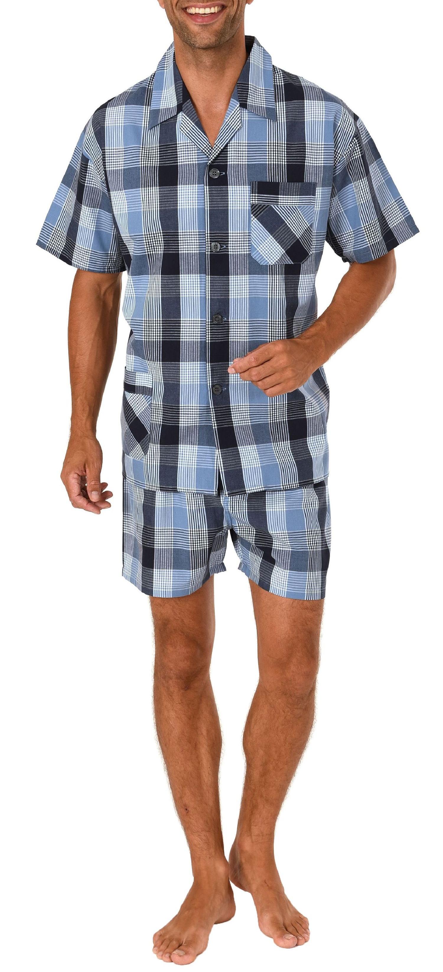 Gewebter Herren Shorty in edlem Gingham-Muster, durchknöpfbar - 191 105 91 430