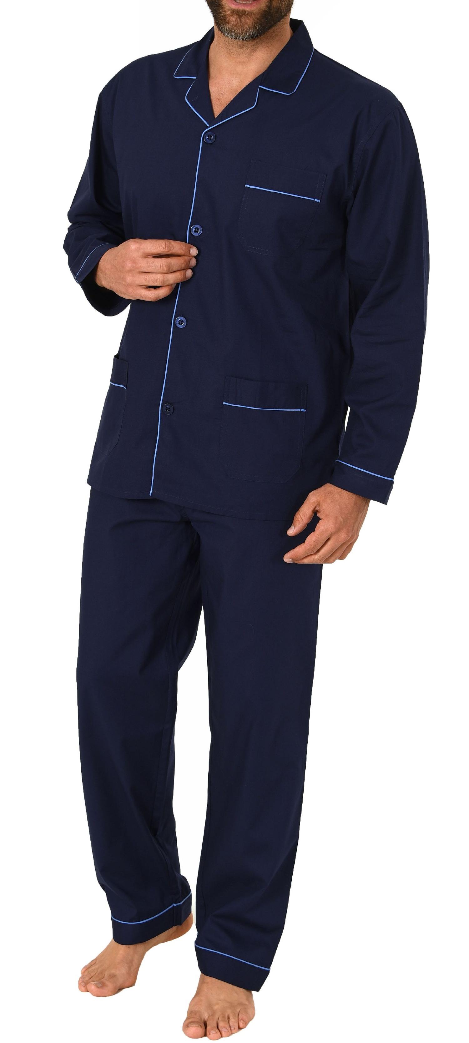 Klassischer Herren Pyjama gewebt mit durchknöpfbarem Oberteil - Popeline - 171 101 91 120 Klassischer Herren Pyjama gewebt mit durchknöpfbarem Oberteil - Popeline - 171 101 91 120