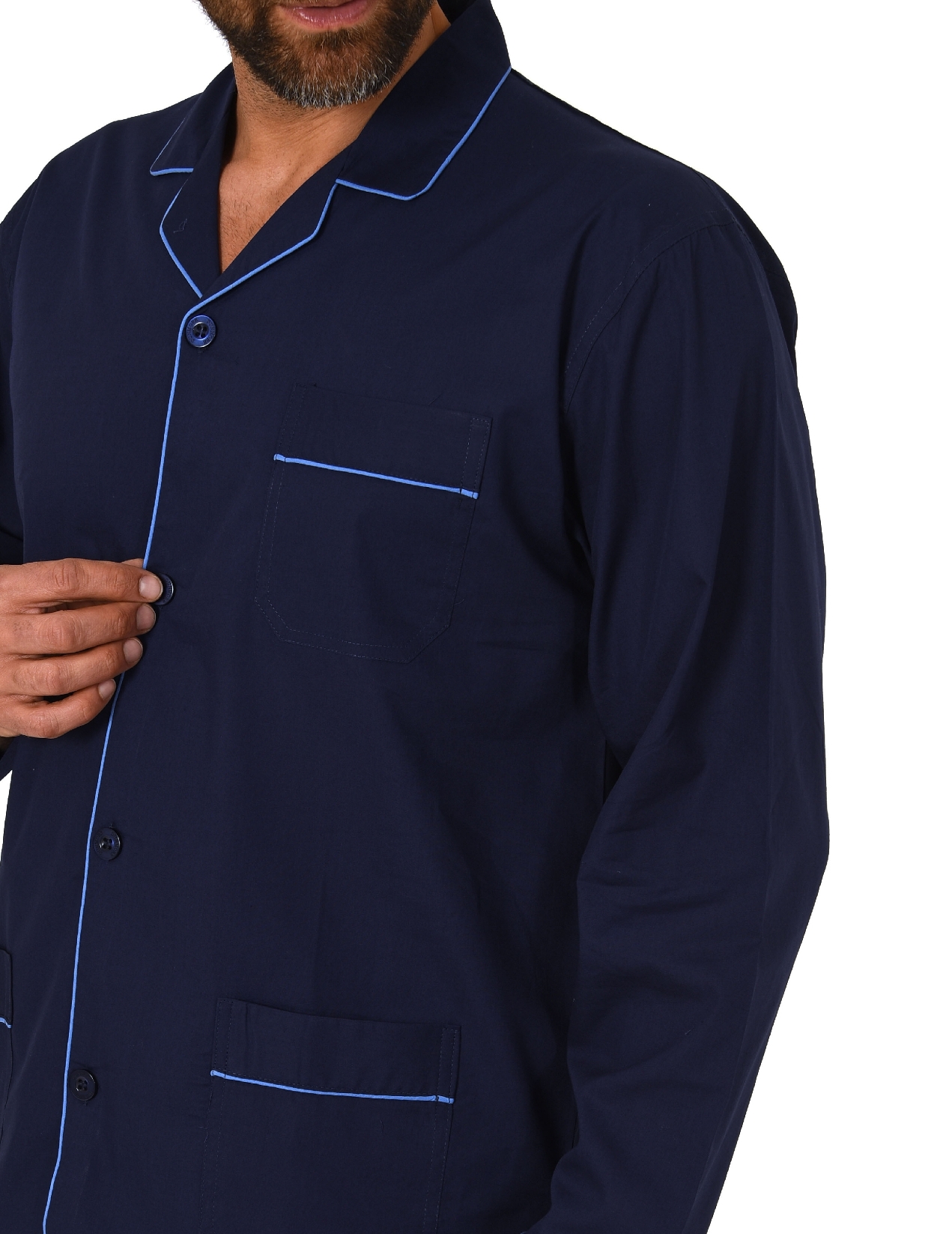 Klassischer Herren Pyjama gewebt mit durchknöpfbarem Oberteil - Popeline - 171 101 91 120 Klassischer Herren Pyjama gewebt mit durchknöpfbarem Oberteil - Popeline - 171 101 91 120