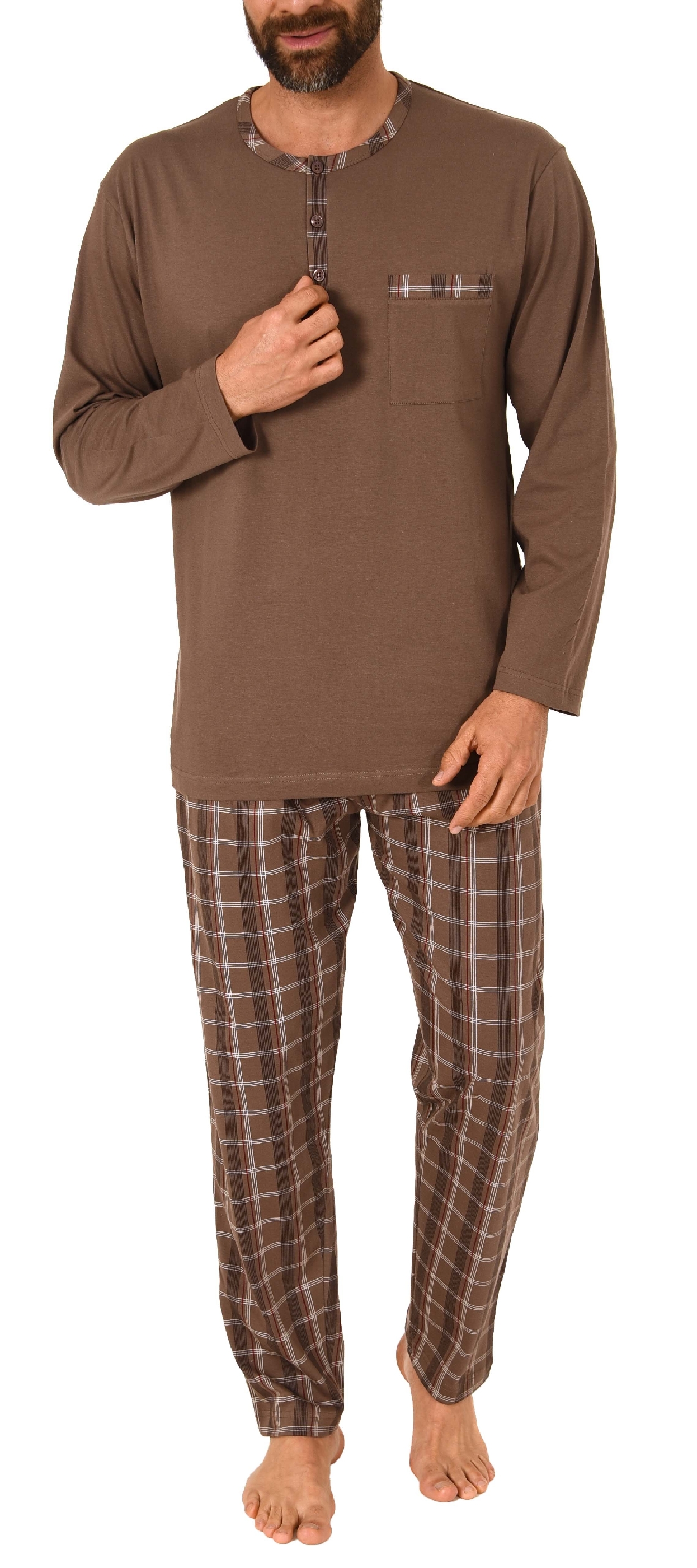 Herren Pyjama mit karo Hose - Mix and Match Optik - auch in Übergrössen 291 101 90 640