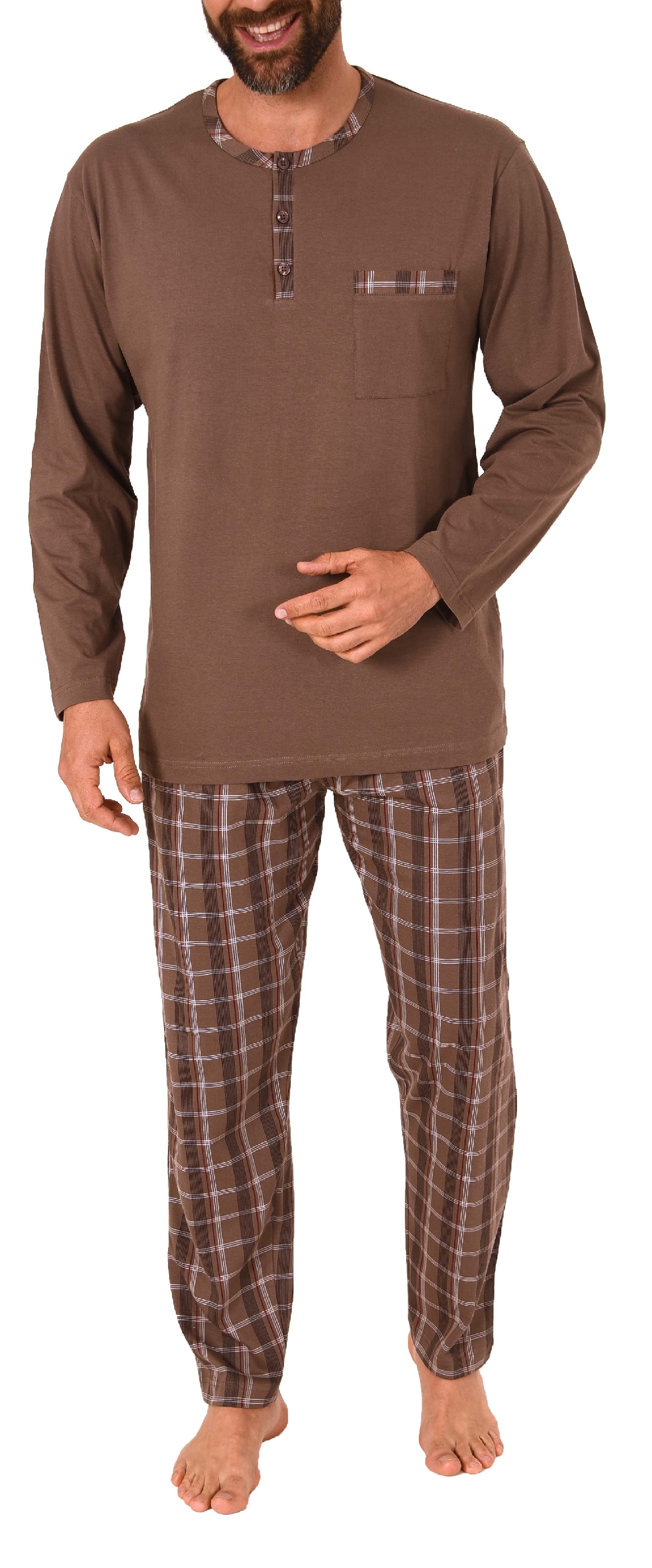 Herren Pyjama mit karo Hose - Mix and Match Optik - auch in Übergrössen 291 101 90 640
