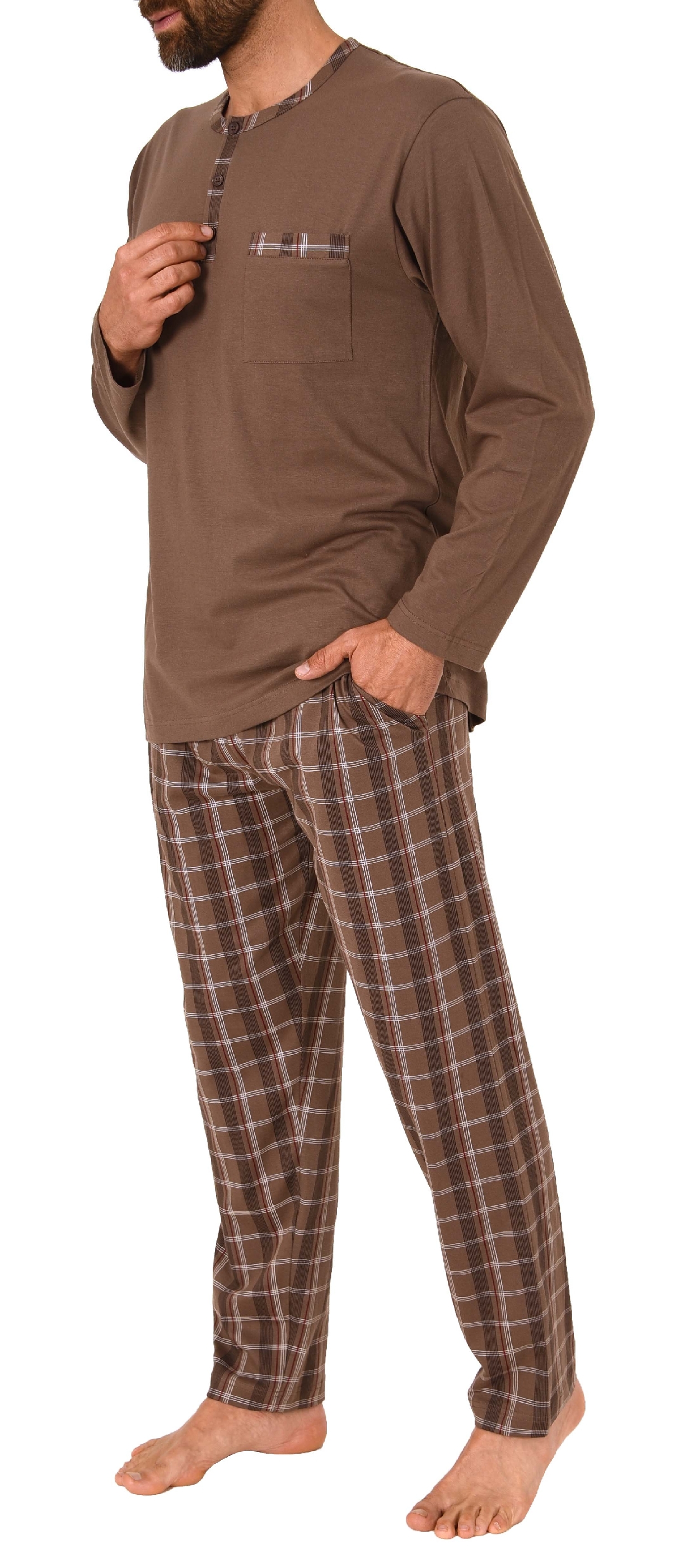 Herren Pyjama mit karo Hose - Mix and Match Optik - auch in Übergrössen 291 101 90 640