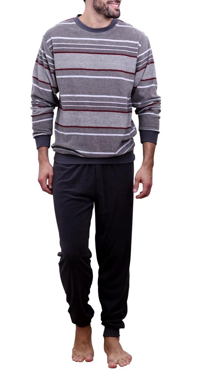 Herren Frottee Pyjama lang Schlafanzug mit Bündchen, auch in Übergrößen - 291 101 93 702