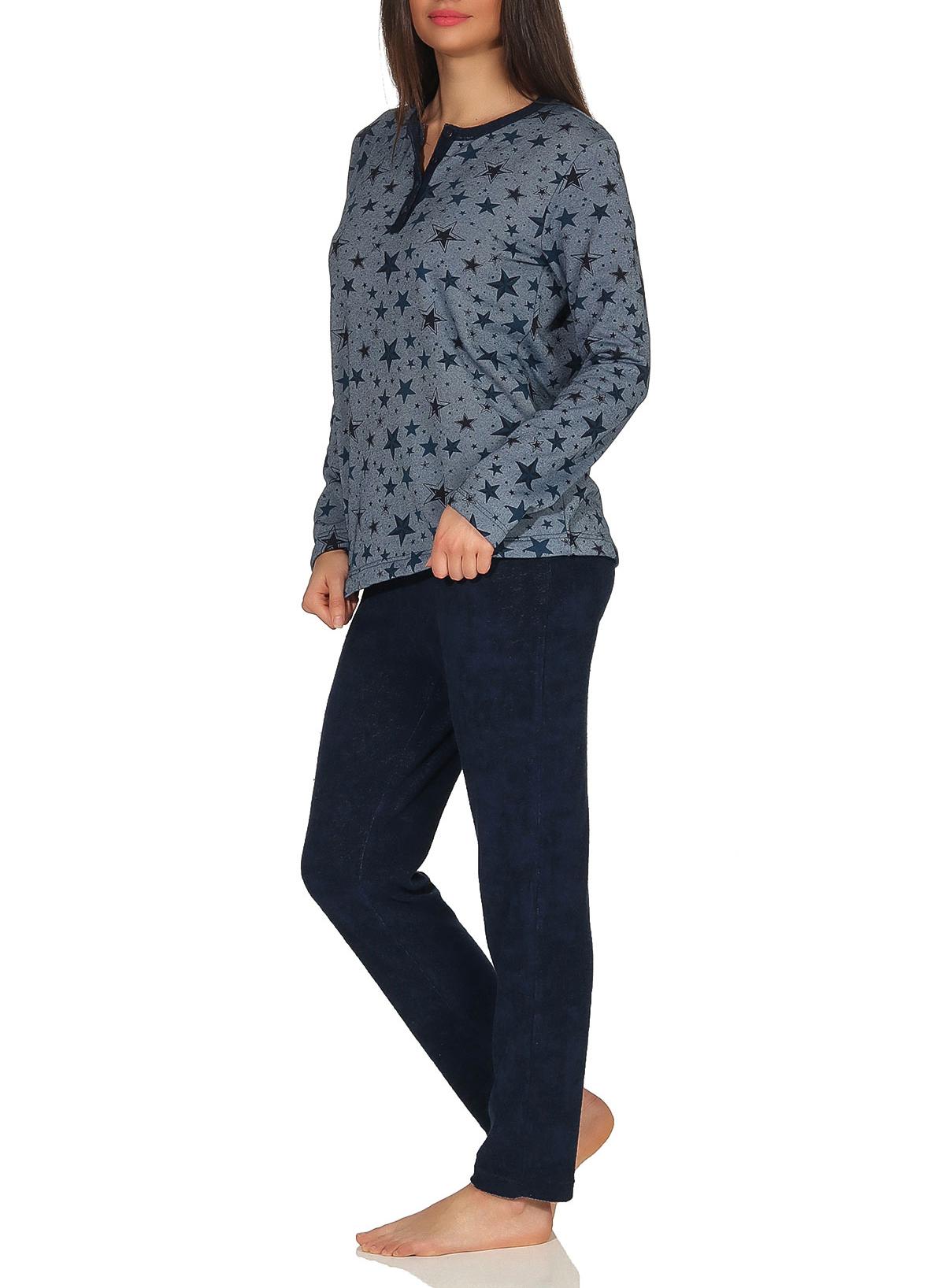Damen Frottee Pyjama Schlafanzug Sterne als Motiv - auch in Übergrößen bis Gr. 60/62 Damen Frottee Pyjama Schlafanzug Sterne als Motiv - auch in Übergrößen bis Gr. 60/62