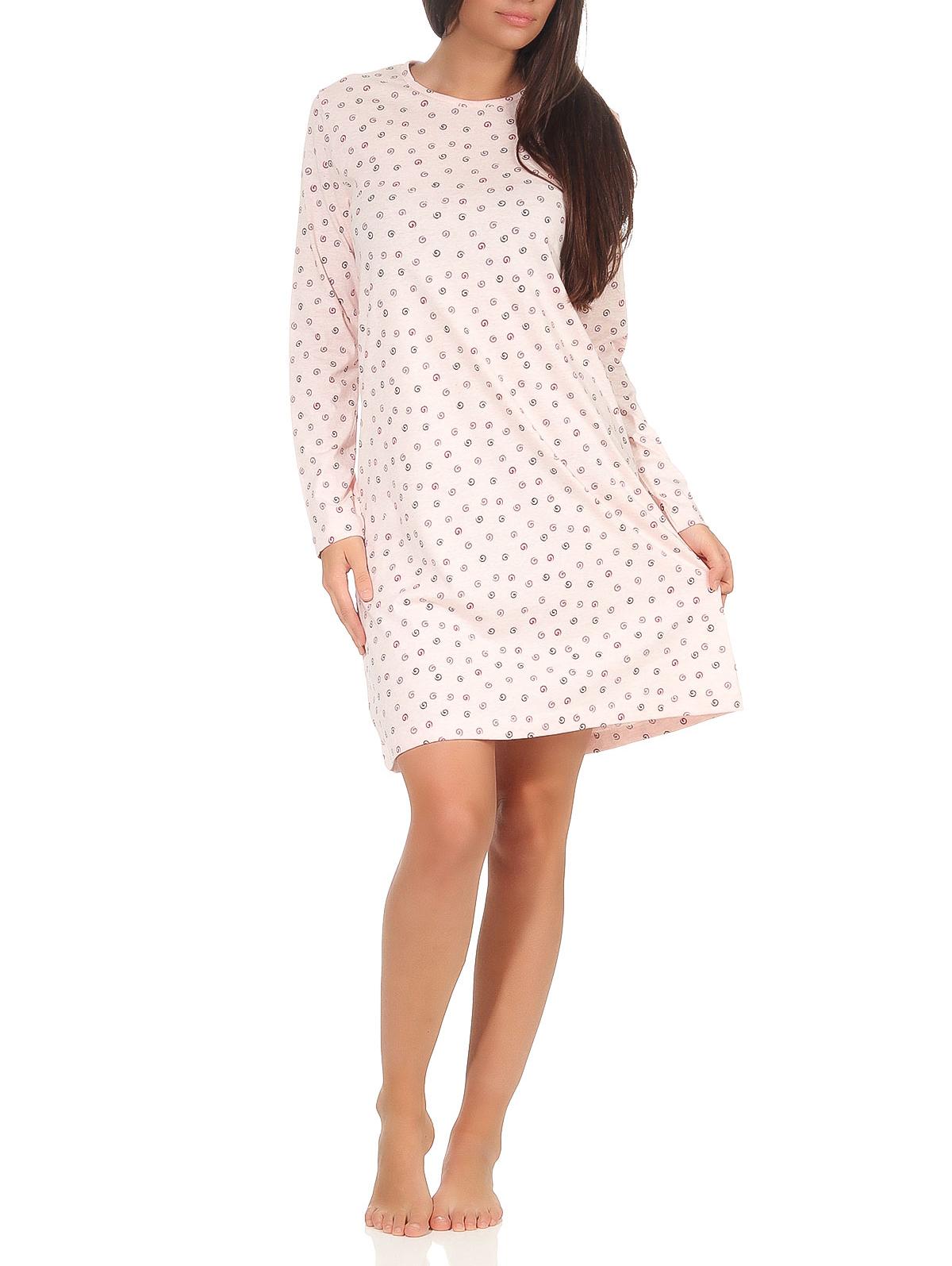 Damen Nachthemd Bigshirt langarm mit toller Tupfenoptik - 291 213 90 904