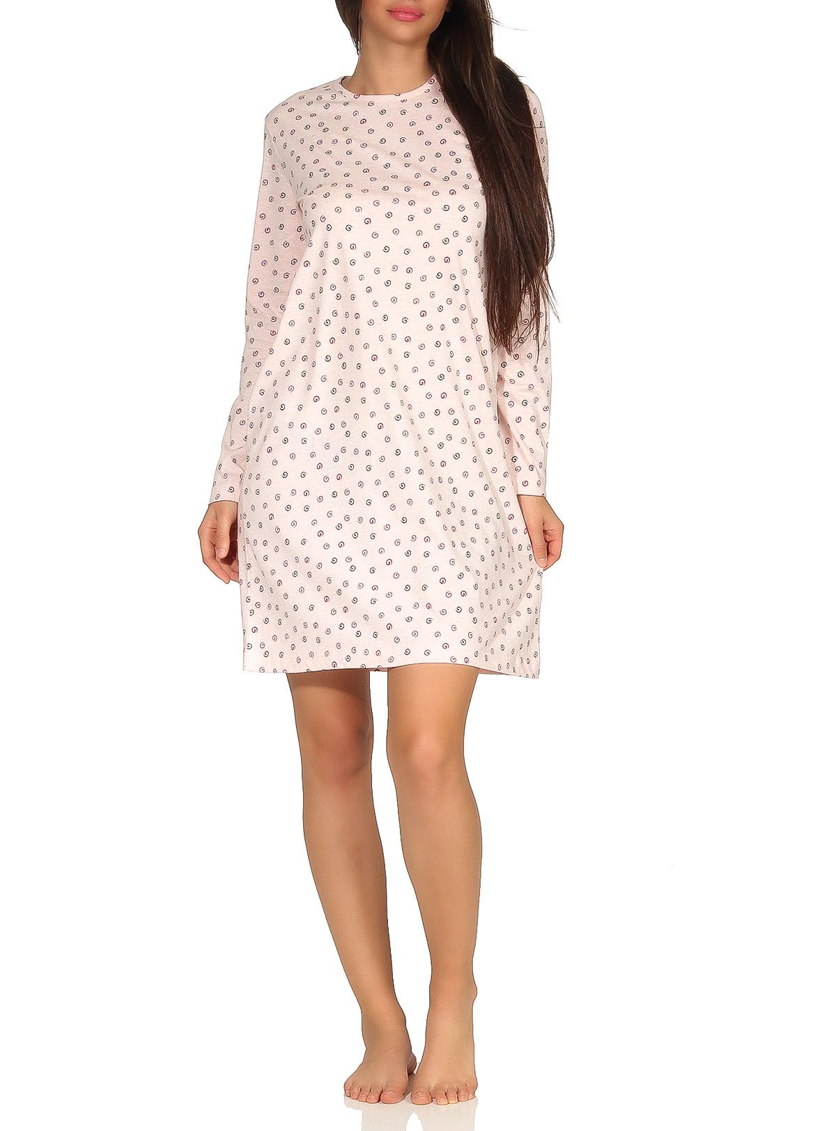 Damen Nachthemd Bigshirt langarm mit toller Tupfenoptik - 291 213 90 904
