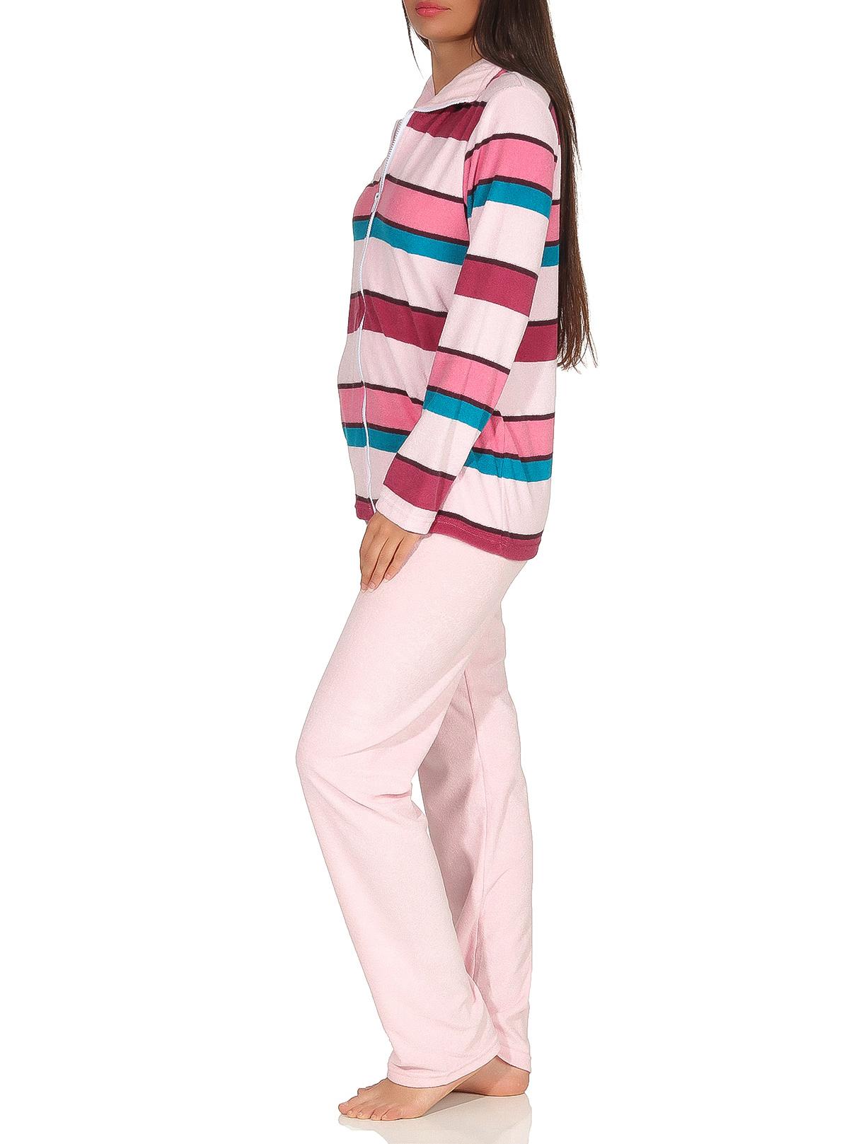 Damen Frottee Hausanzug Streifenoptik - ideal auch als Homewear - 291 216 93 145