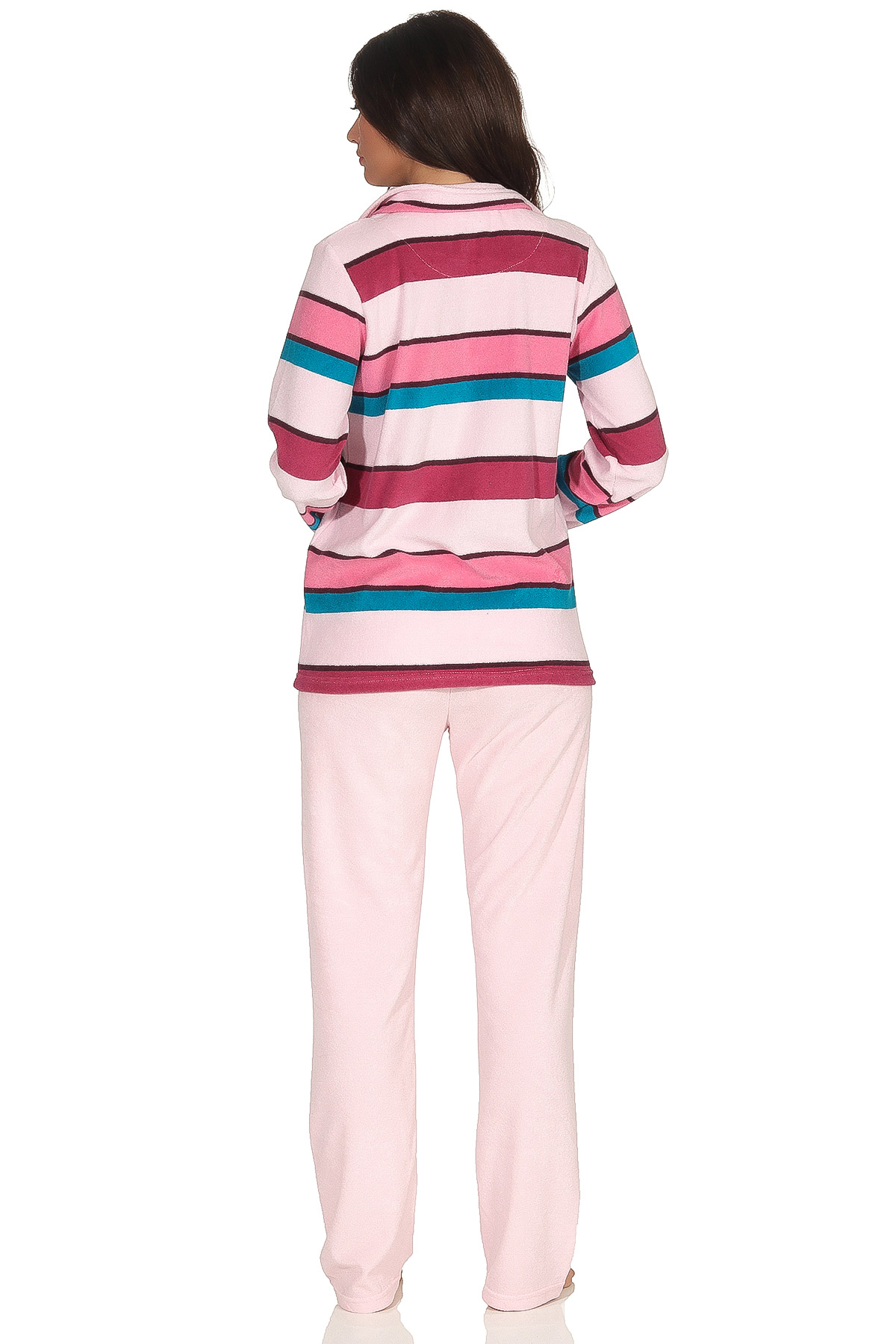 Damen Frottee Hausanzug Streifenoptik - ideal auch als Homewear - 291 216 93 145