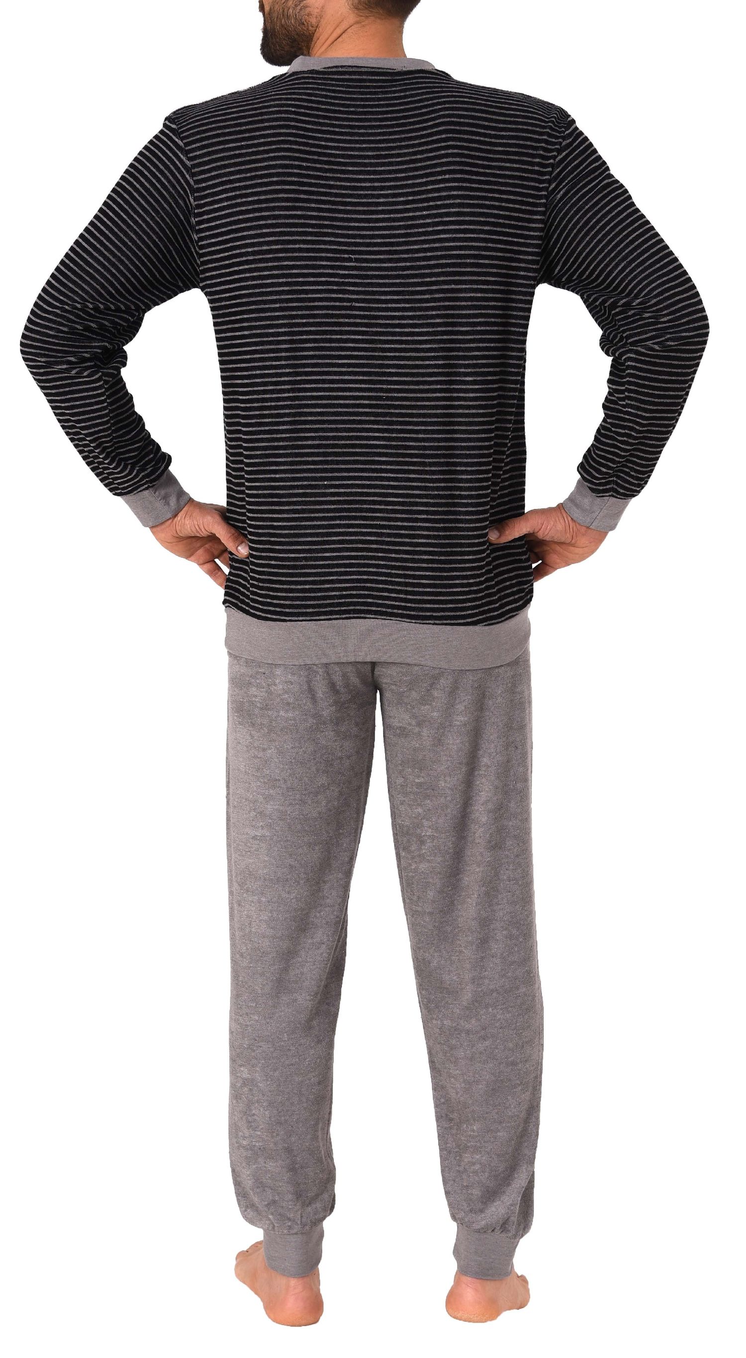 Lässiger Herren Frottee Pyjama langarm mit Bündchen in Ringel - Optik - 291 101 13 784