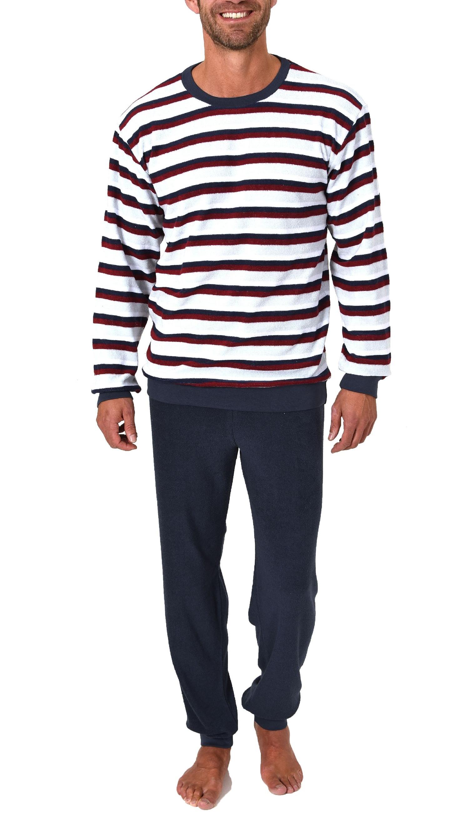 Edler Herren Frottee Pyjama Schlafanzug mit Bündchen in Streifenoptik - 291 101 13 788 Edler Herren Frottee Pyjama Schlafanzug mit Bündchen in Streifenoptik - 291 101 13 788