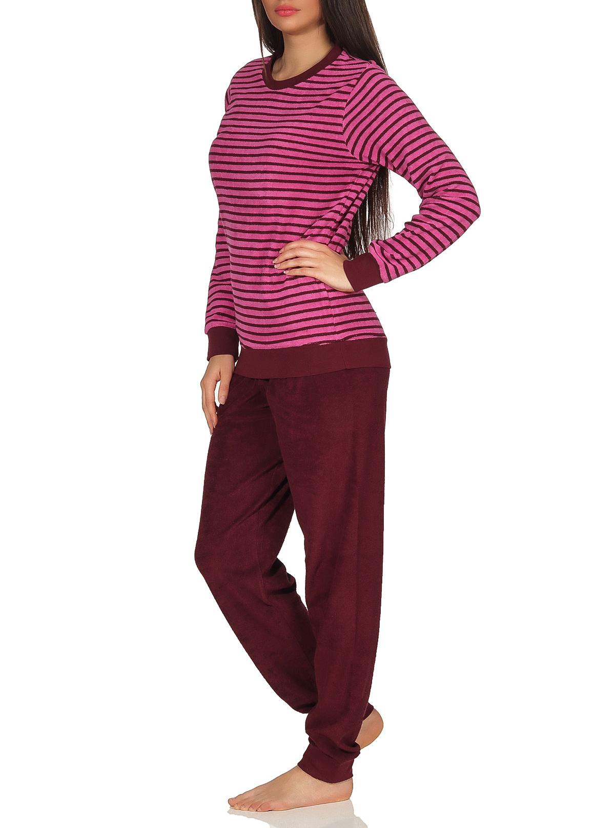 Lässiger Damen Frottee Pyjama langarm mit Bündchen in Streifenoptik - 291 201 13 776 Lässiger Damen Frottee Pyjama langarm mit Bündchen in Streifenoptik - 291 201 13 776