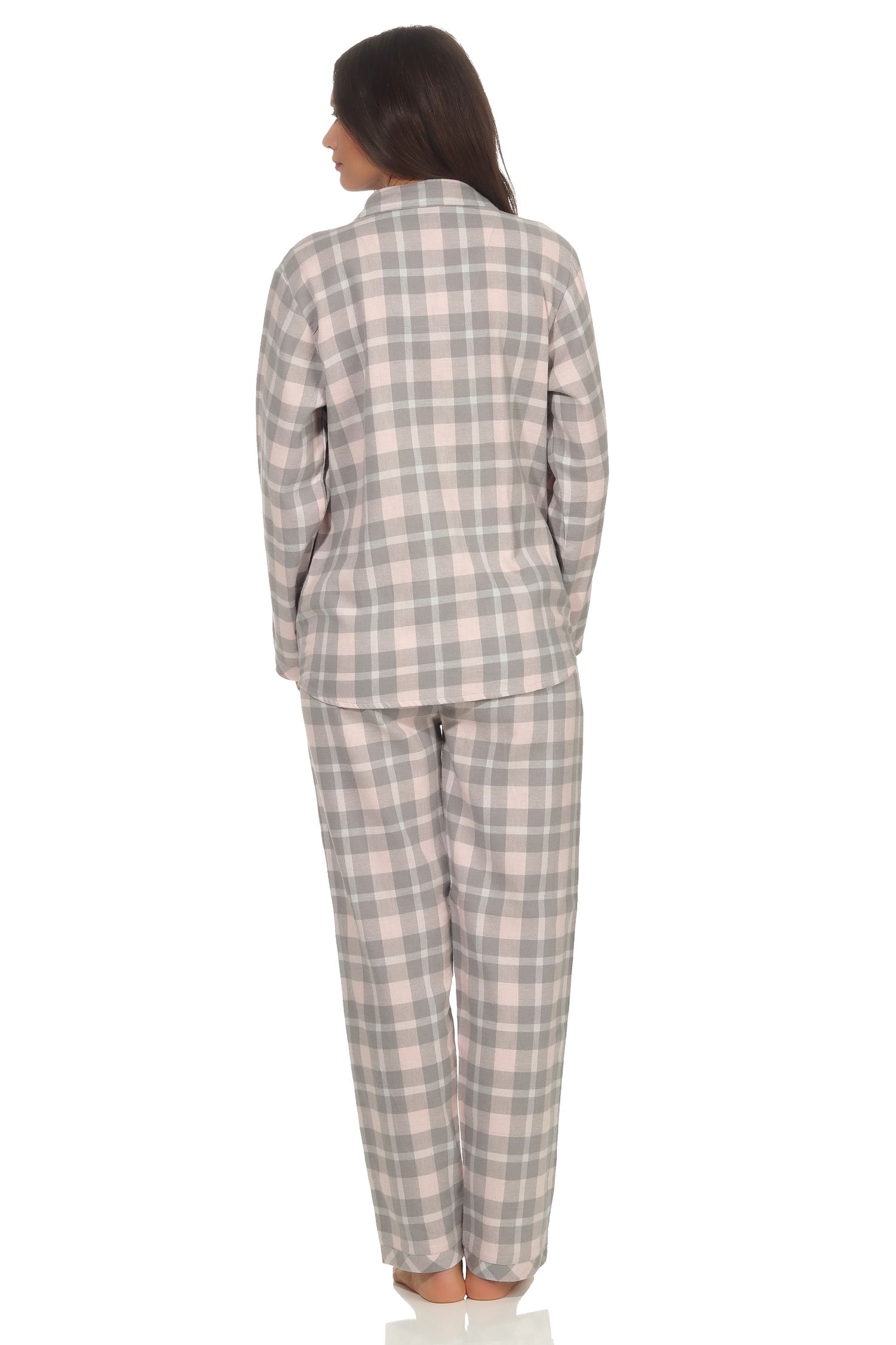 Damen Flanell Pyjama Schlafanzug kariert mit Knopfleiste und Hemdkragen - 291 201 15 556 Damen Flanell Pyjama Schlafanzug kariert mit Knopfleiste und Hemdkragen - 291 201 15 556