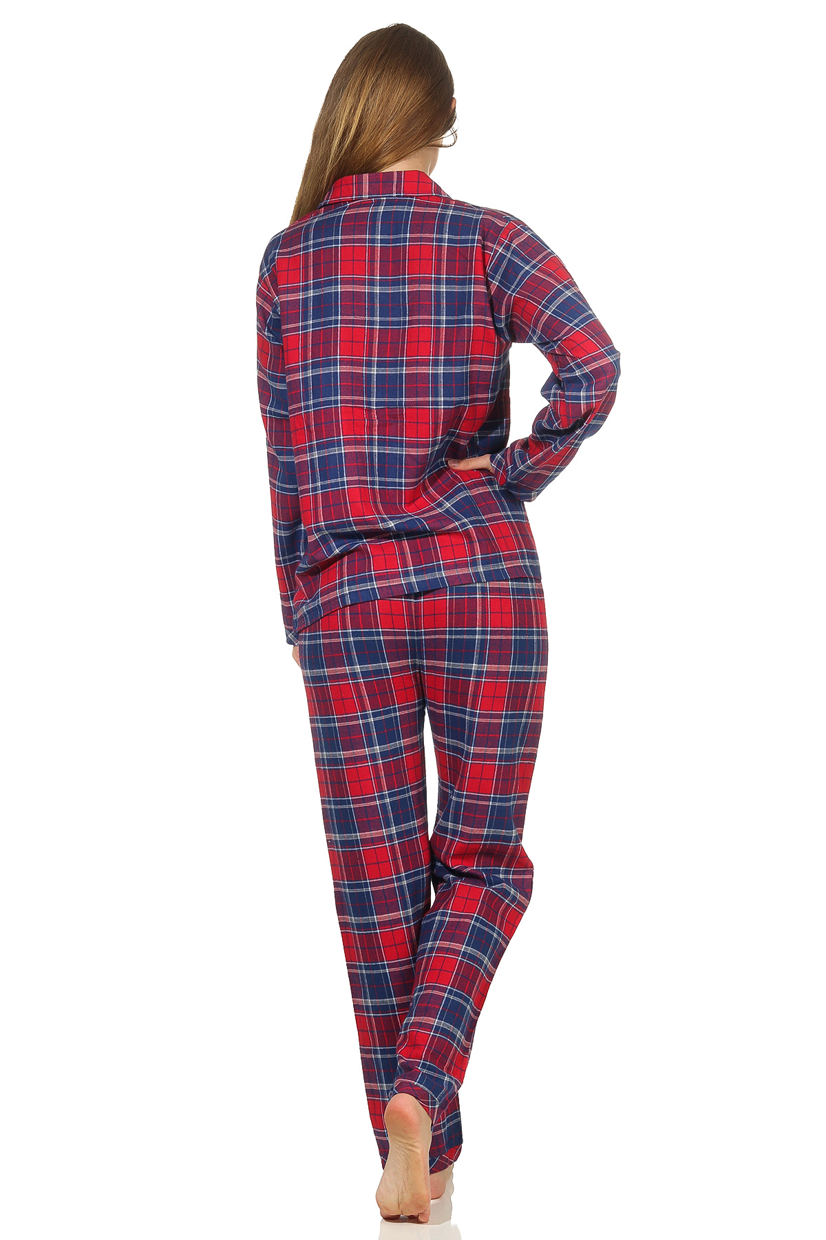 Damen Flanell Pyjama Schlafanzug kariert mit Knopfleiste und Hemdkragen - 202 201 15 600 Damen Flanell Pyjama Schlafanzug kariert mit Knopfleiste und Hemdkragen - 202 201 15 600