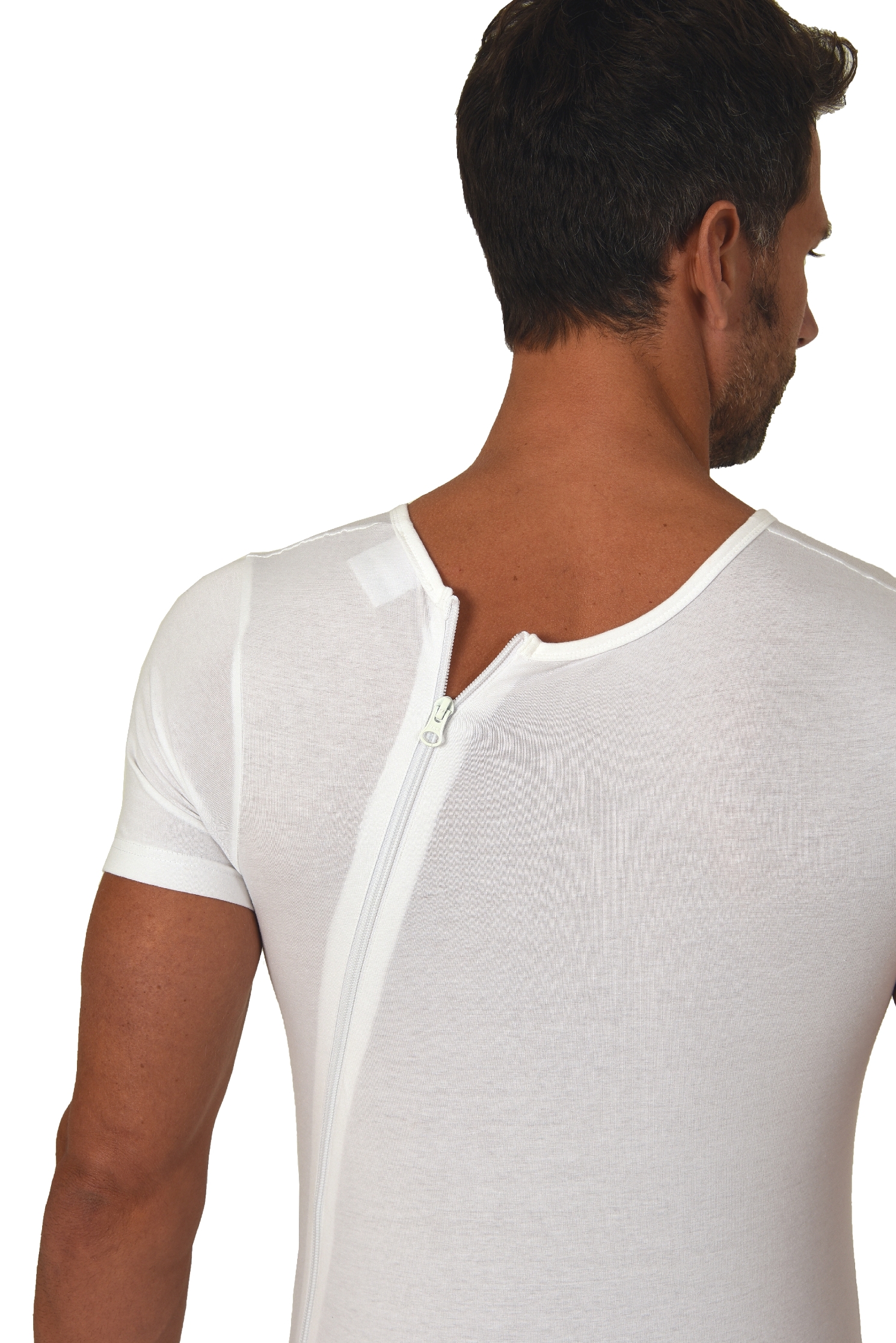 Pflegebody kurzarm - UNISEX - mit diagonalem Reißverschluss am Rücken - 64612 