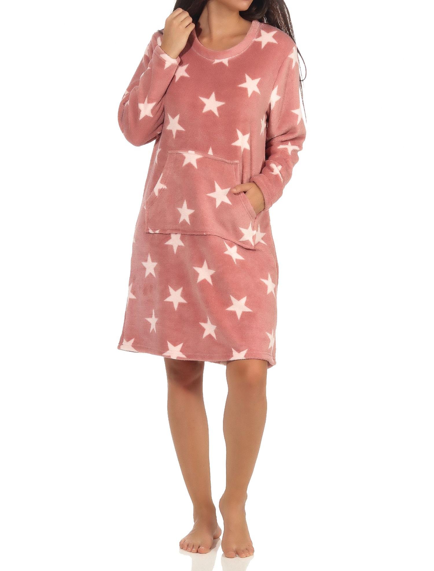 Damen Nachthemd Hauskleid in toller Sterne Optik aus kuschelig weichem Coral Fleece Damen Nachthemd Hauskleid in toller Sterne Optik aus kuschelig weichem Coral Fleece