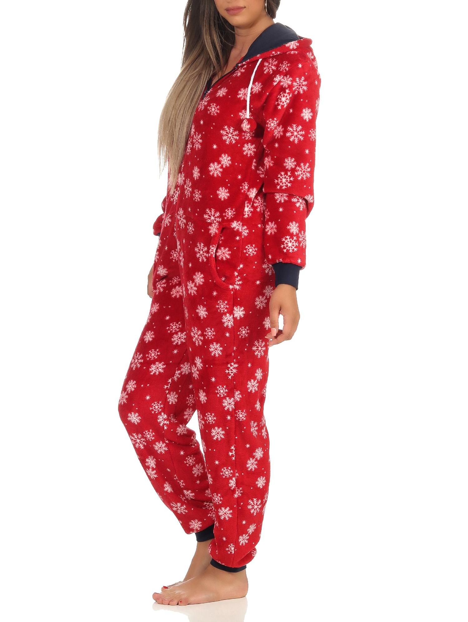 Wunderschöner Damen Jumpsuit, Overall mit Kapuze im winterlichen Design - 291 267 97 951