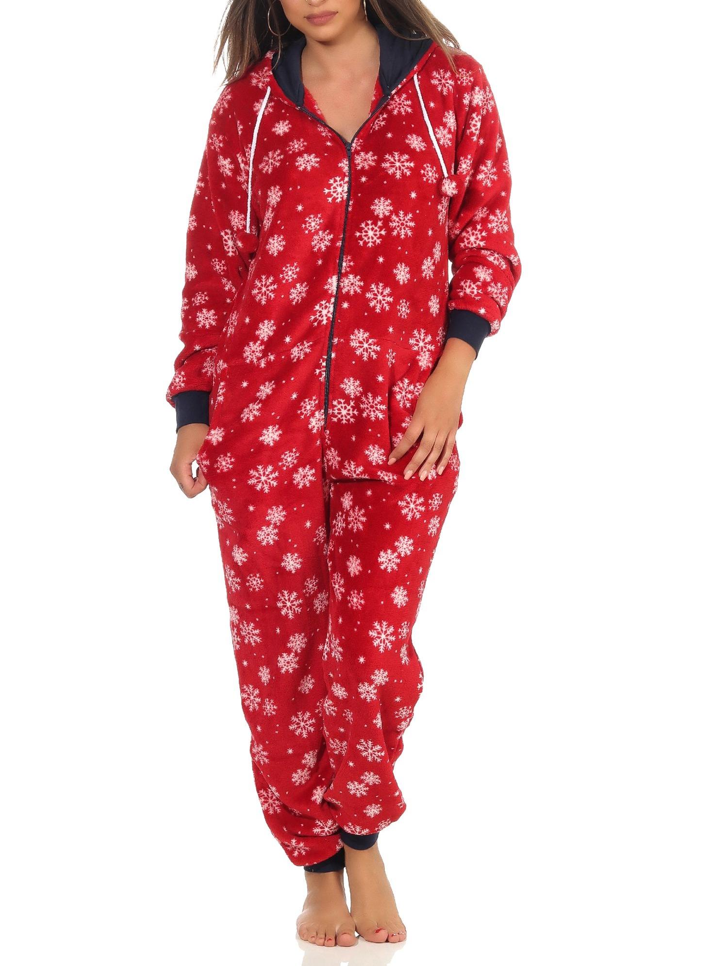 Wunderschöner Damen Jumpsuit, Overall mit Kapuze im winterlichen Design - 291 267 97 951