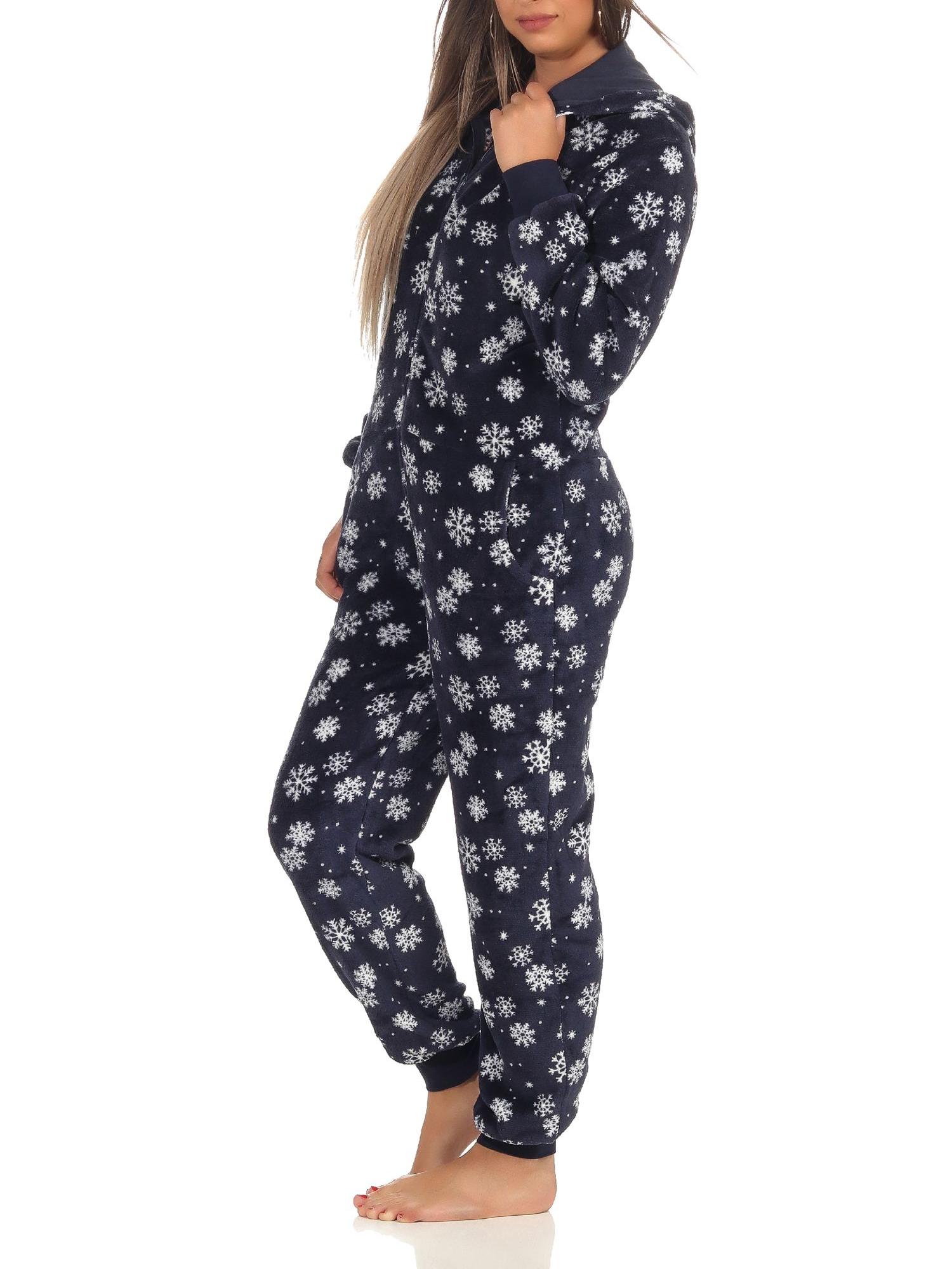 Wunderschöner Damen Jumpsuit, Overall mit Kapuze im winterlichen Design - 291 267 97 951