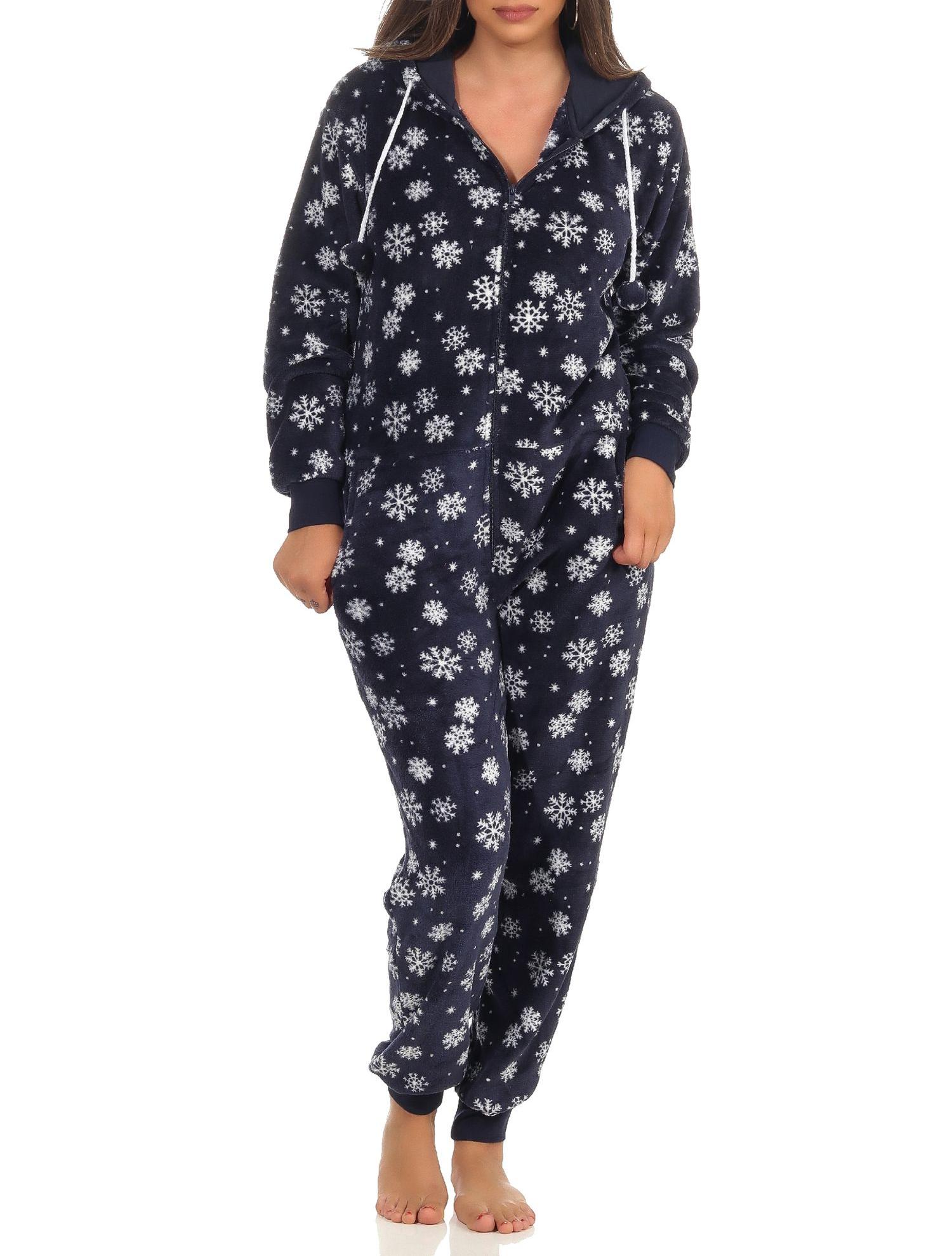 Wunderschöner Damen Jumpsuit, Overall mit Kapuze im winterlichen Design - 291 267 97 951