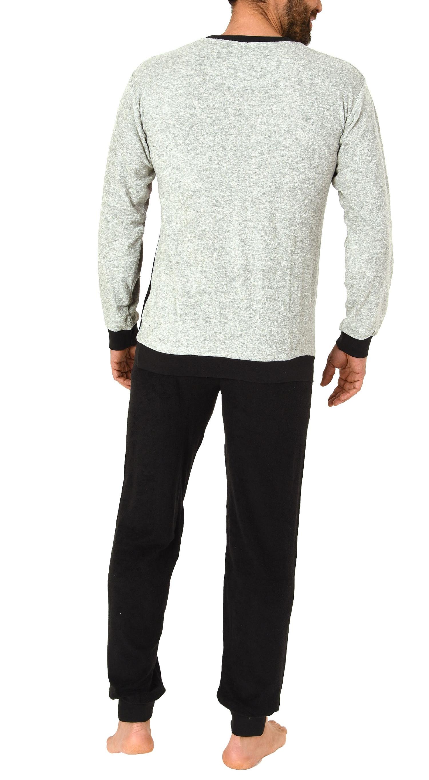 Edler Herren Frottee Pyjama, Schlafanzug mit Bündchen und Rundhals - 291 101 13 004