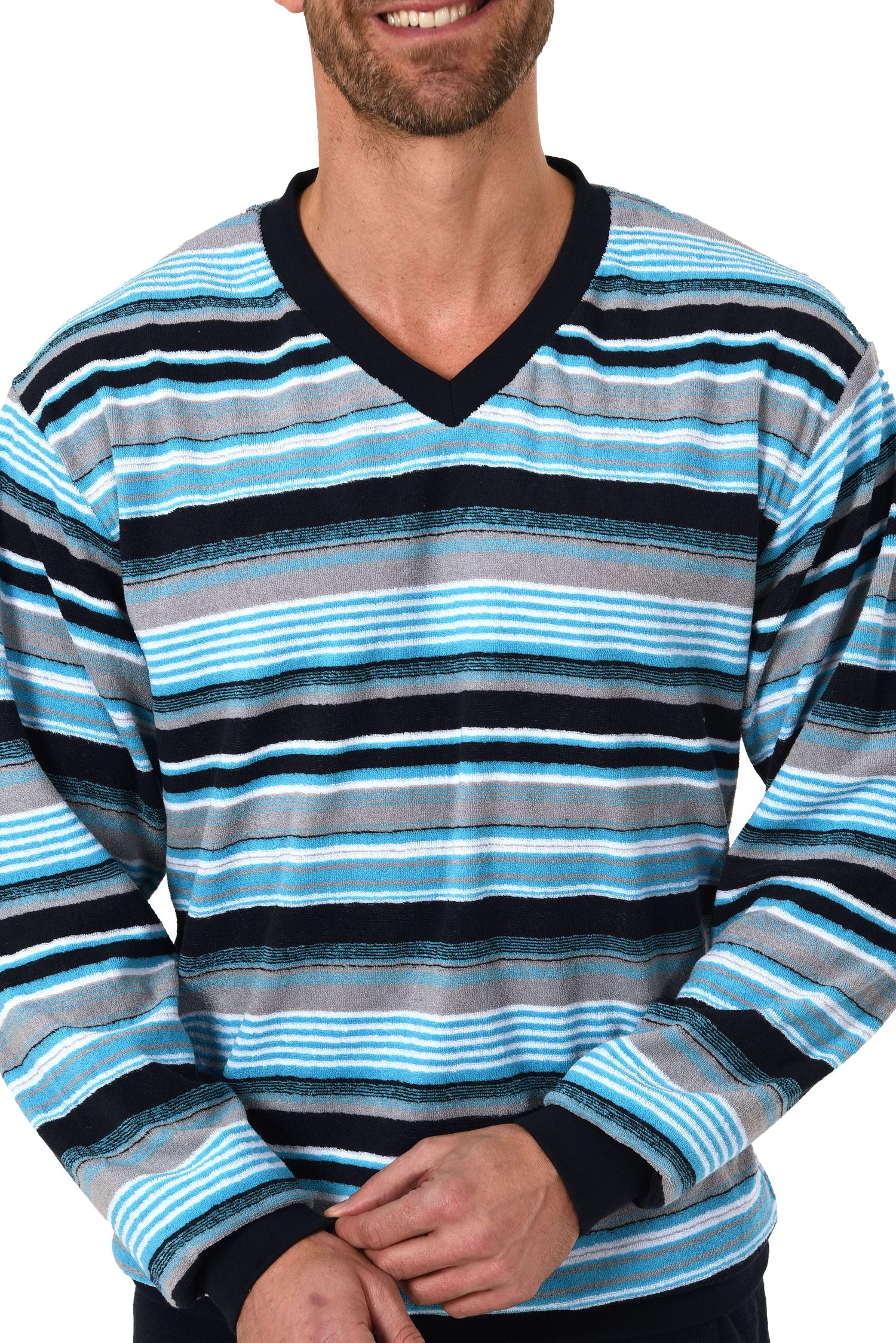 Toller Herren Frottee Pyjama Schlafanzug mit Bündchen - auch in Übergrössen - 62841