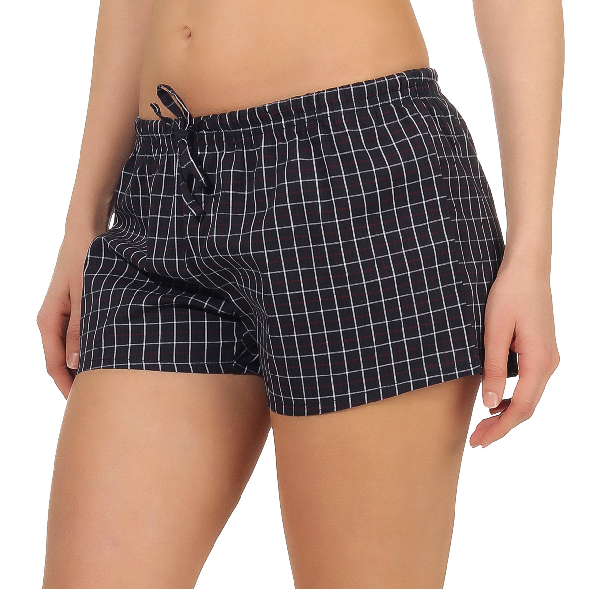 Ladies Shorty pyjama bottoms in check pattern, short pyjama bottoms trousers Shorts Edle Damen Shorty Schlafanzughose im Karomuster, kurze Schlafhose Pyjamahose Shorts