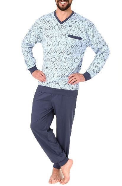 Herren Pyjama Schlafanzug langarm mit Bündchen in grapischen Muster - 102 101 90 488 Herren Pyjama Schlafanzug langarm mit Bündchen in grapischen Muster - 102 101 90 488