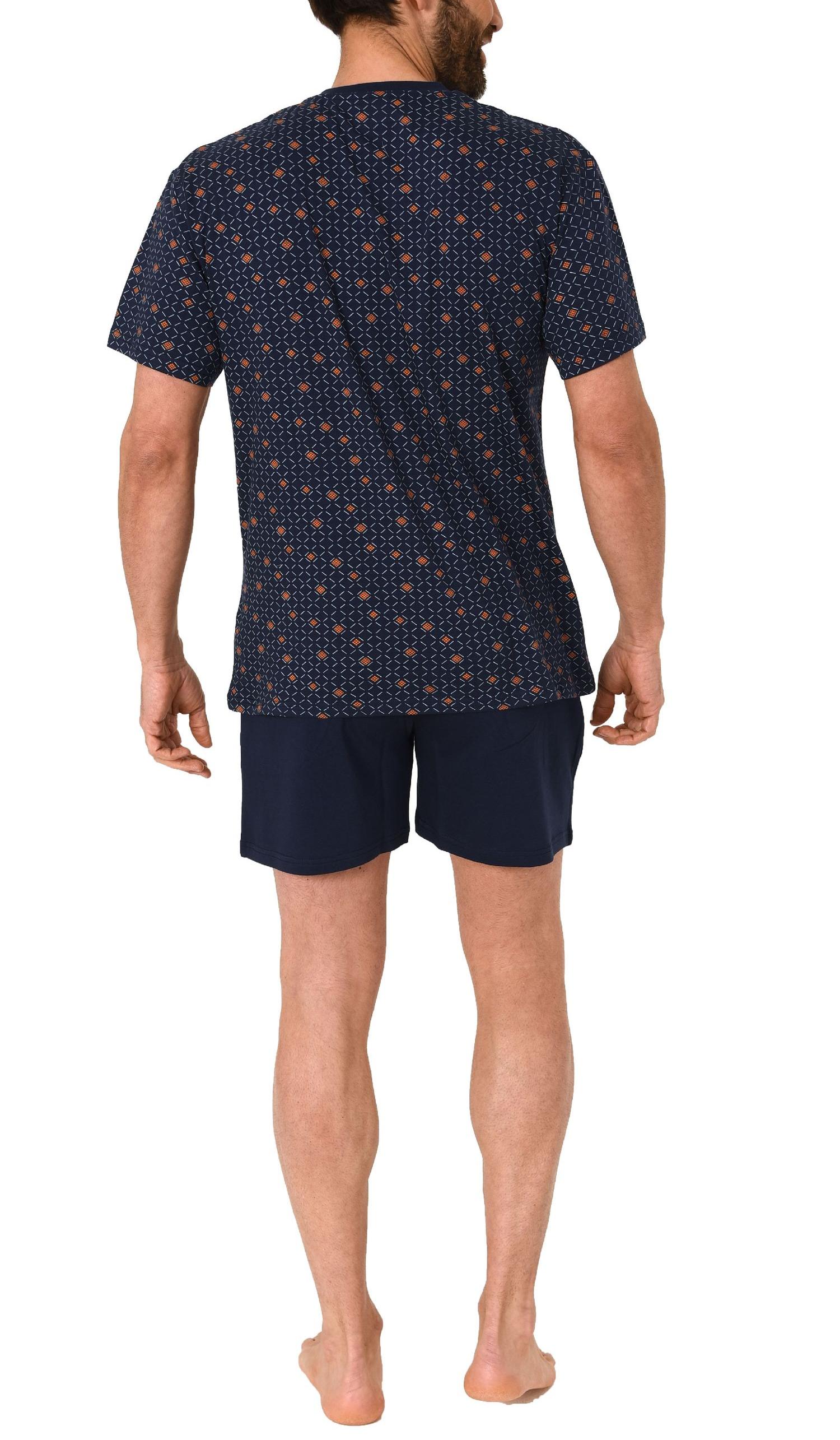 Eleganter Herren Shorty Pyjama Schlafanzug kurzarm mit V-Hals - 102 105 90 518