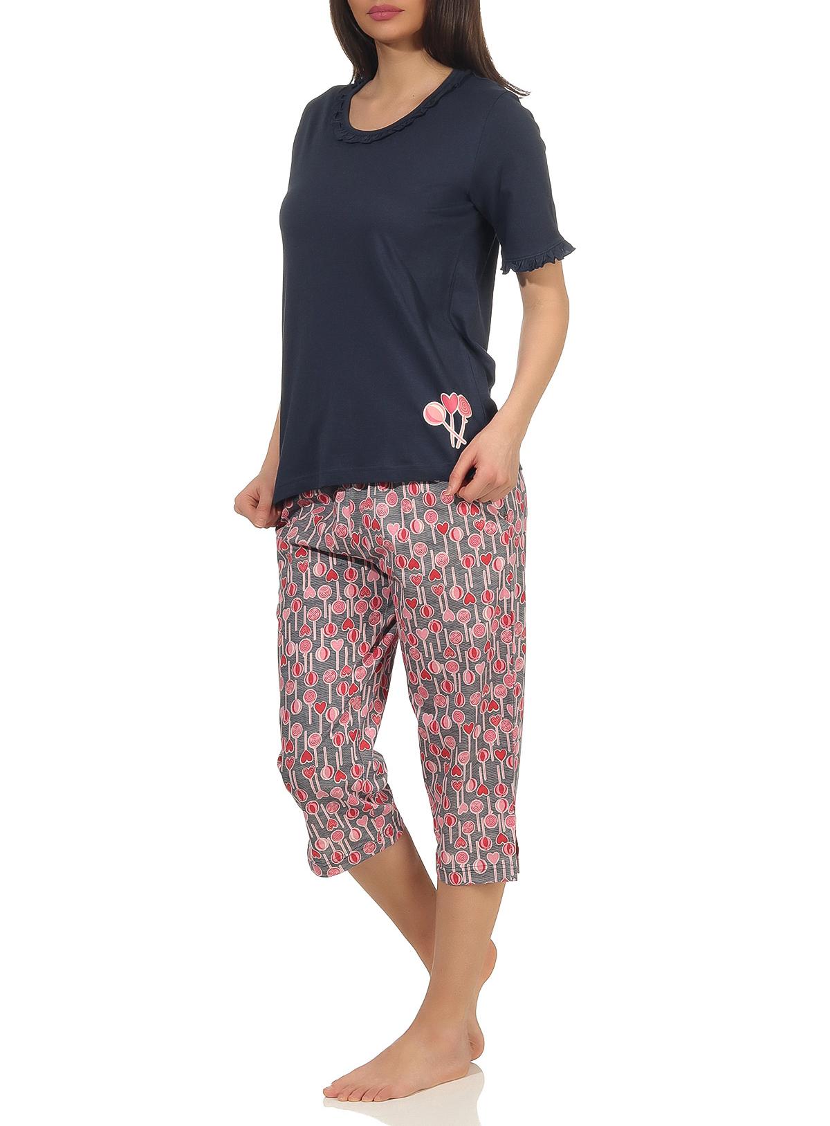 Damen Capri Pyjama Schlafanzug kurzarm im verspielten Lolli Lutscher lollipop Design - 102 204 90 214 Damen Capri Pyjama Schlafanzug kurzarm im verspielten Lolli Lutscher lollipop Design