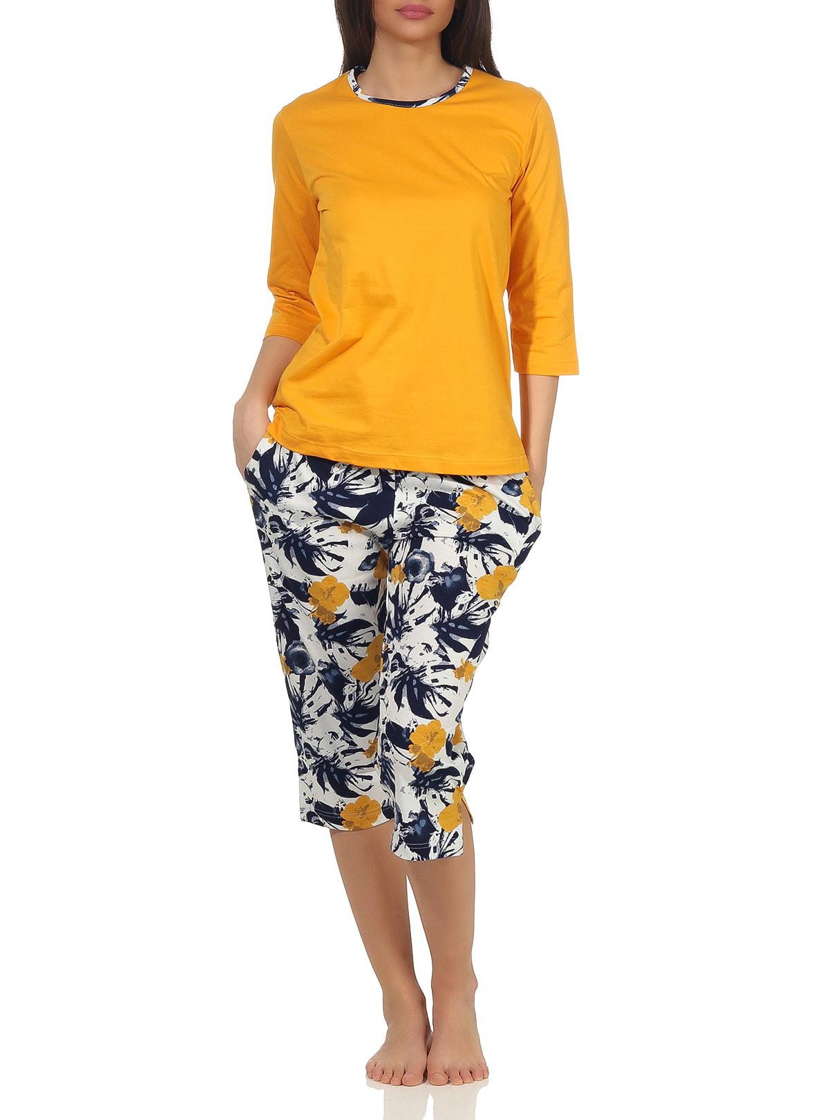 Wunderbarer Damen Capri Pyjama Schlafanzug kurzarm in tollem Design, auch in Übergrössen