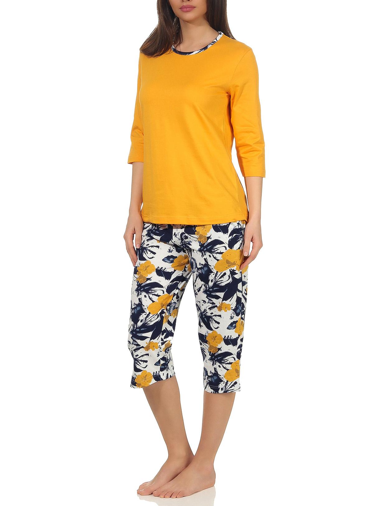 Wunderbarer Damen Capri Pyjama Schlafanzug kurzarm in tollem Design, auch in Übergrössen