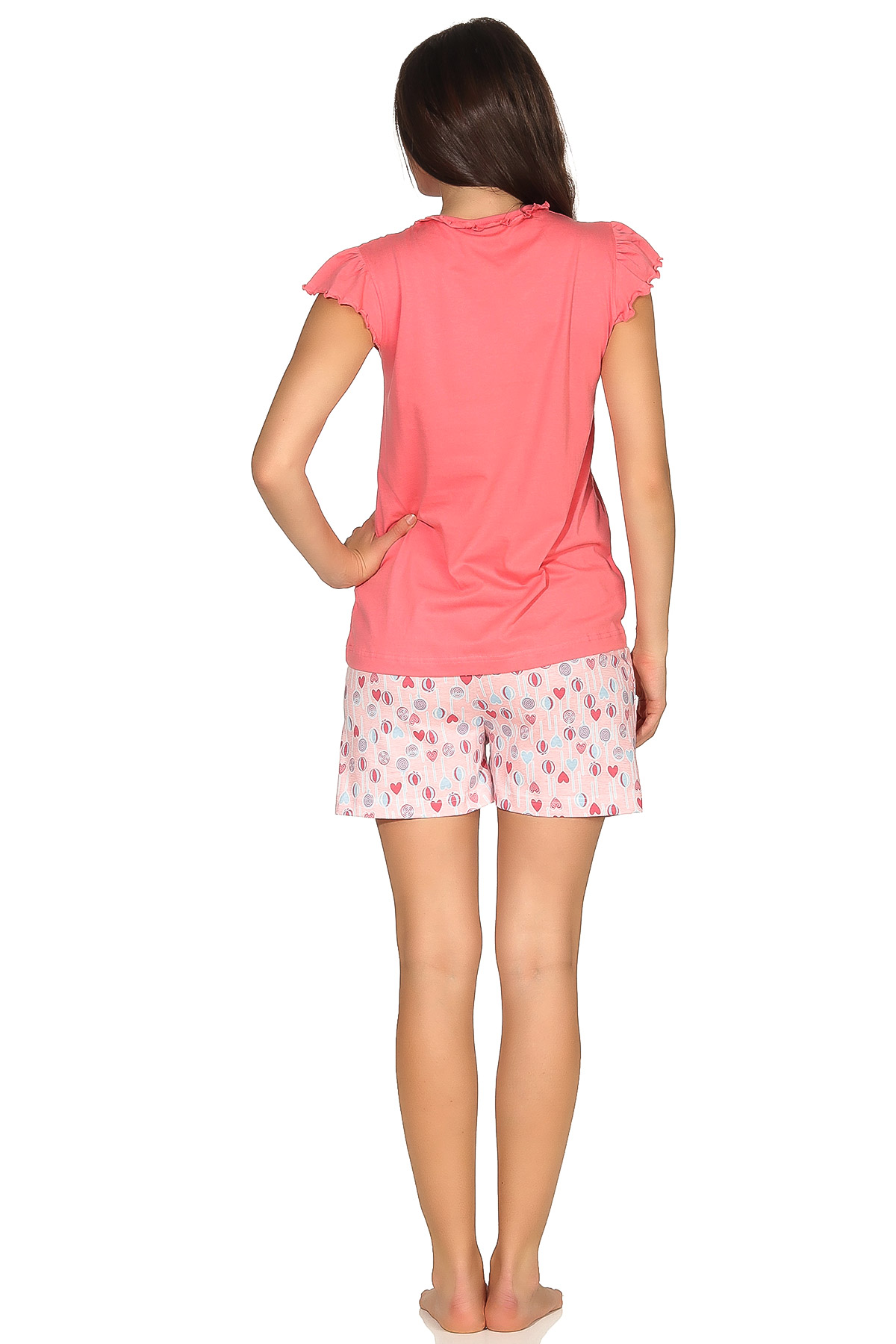 Damen Shorty Pyjama Schlafanzug kurzarm im verspielten Lolli Lutscher lollipop Design - 102 205 90 214 Damen Shorty Pyjama Schlafanzug kurzarm im verspielten Lolli Lutscher lollipop Design