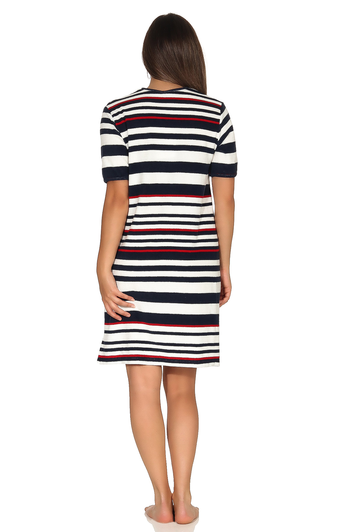 Damen Frottee Strandkleid Nachthemd kurzarm in maritimer Streifen Optik – 102 214 93 920 Damen Frottee Strandkleid Nachthemd kurzarm in maritimer Streifen Optik – 102 214 93 920