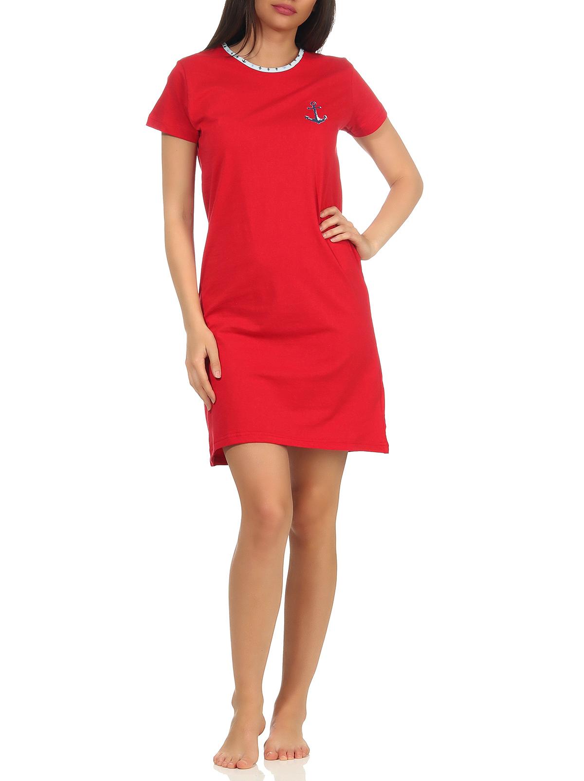 Damen Nachthemd kurzarm im maritimen Look und mit Ankermotiv 64244 Damen Nachthemd kurzarm im maritimen Look und mit Ankermotiv 64244