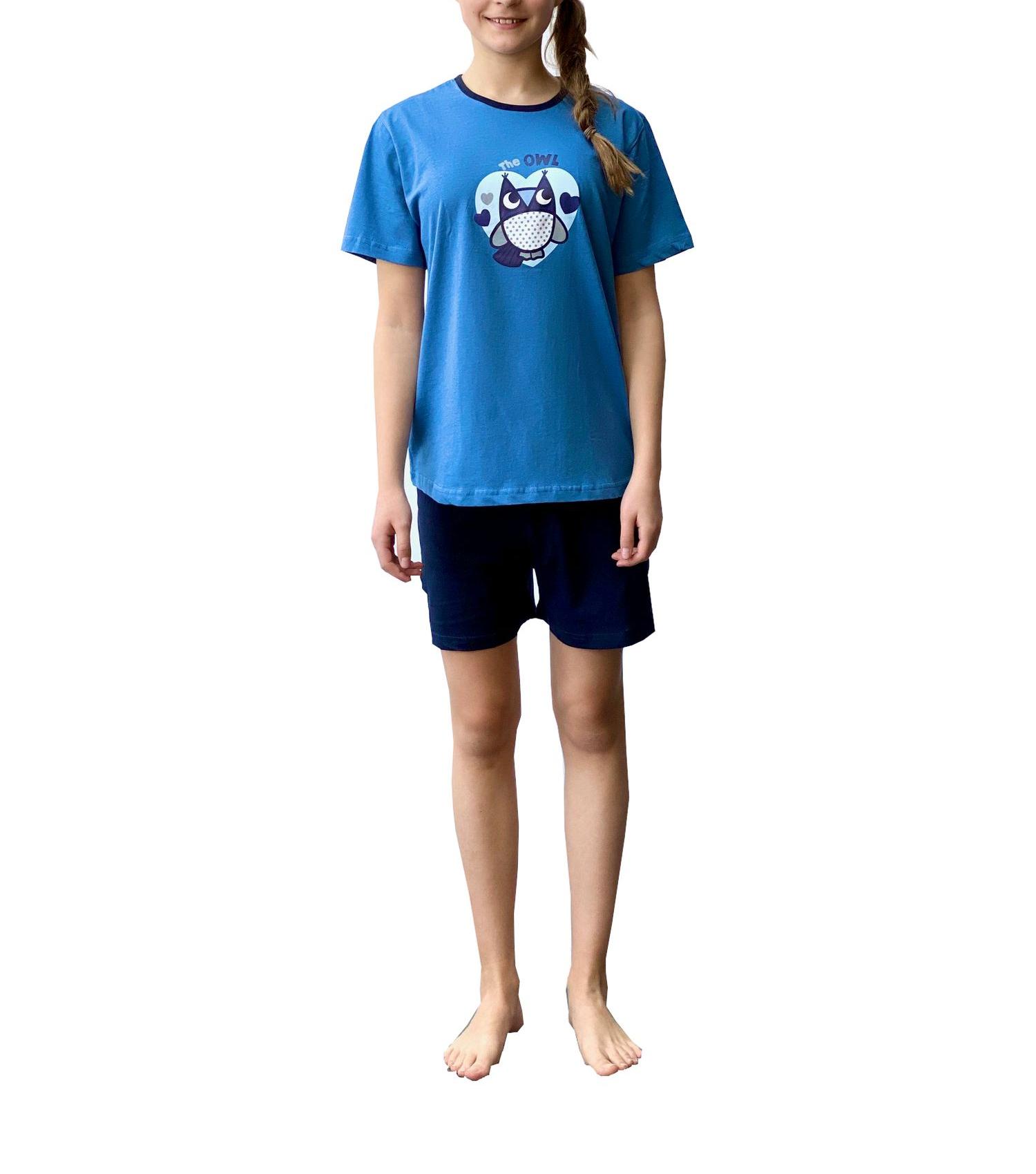 Mädchen Shorty Pyjama Schlafanzug kurzarm mit niedlicher Eule als Motiv - 63958 Mädchen Shorty Pyjama Schlafanzug kurzarm mit niedlicher Eule als Motiv - 63958