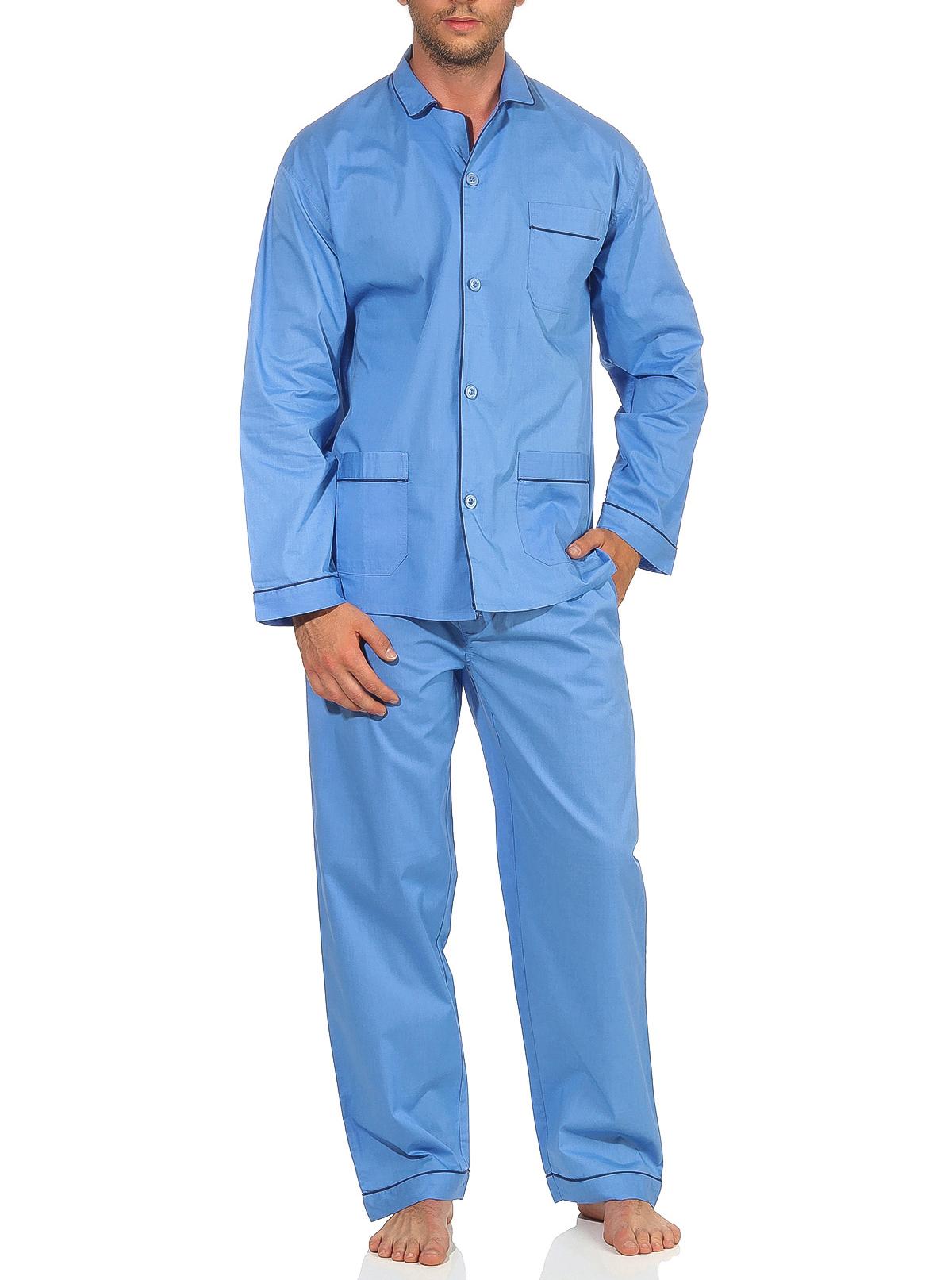 Klassischer Herren Pyjama gewebt mit durchknöpfbarem Oberteil - Popeline - 191 101 91 110 Klassischer Herren Pyjama gewebt mit durchknöpfbarem Oberteil - Popeline - 191 101 91 110