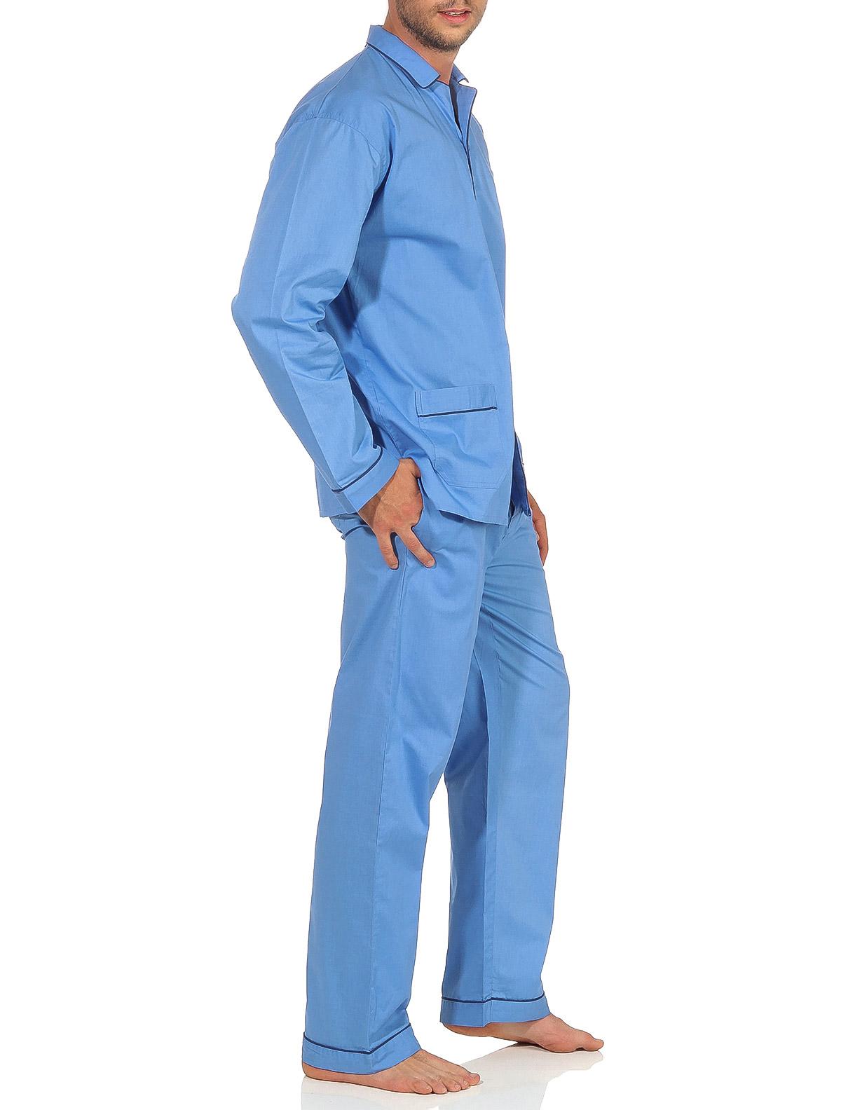 Klassischer Herren Pyjama gewebt mit durchknöpfbarem Oberteil - Popeline - 191 101 91 110 Klassischer Herren Pyjama gewebt mit durchknöpfbarem Oberteil - Popeline - 191 101 91 110