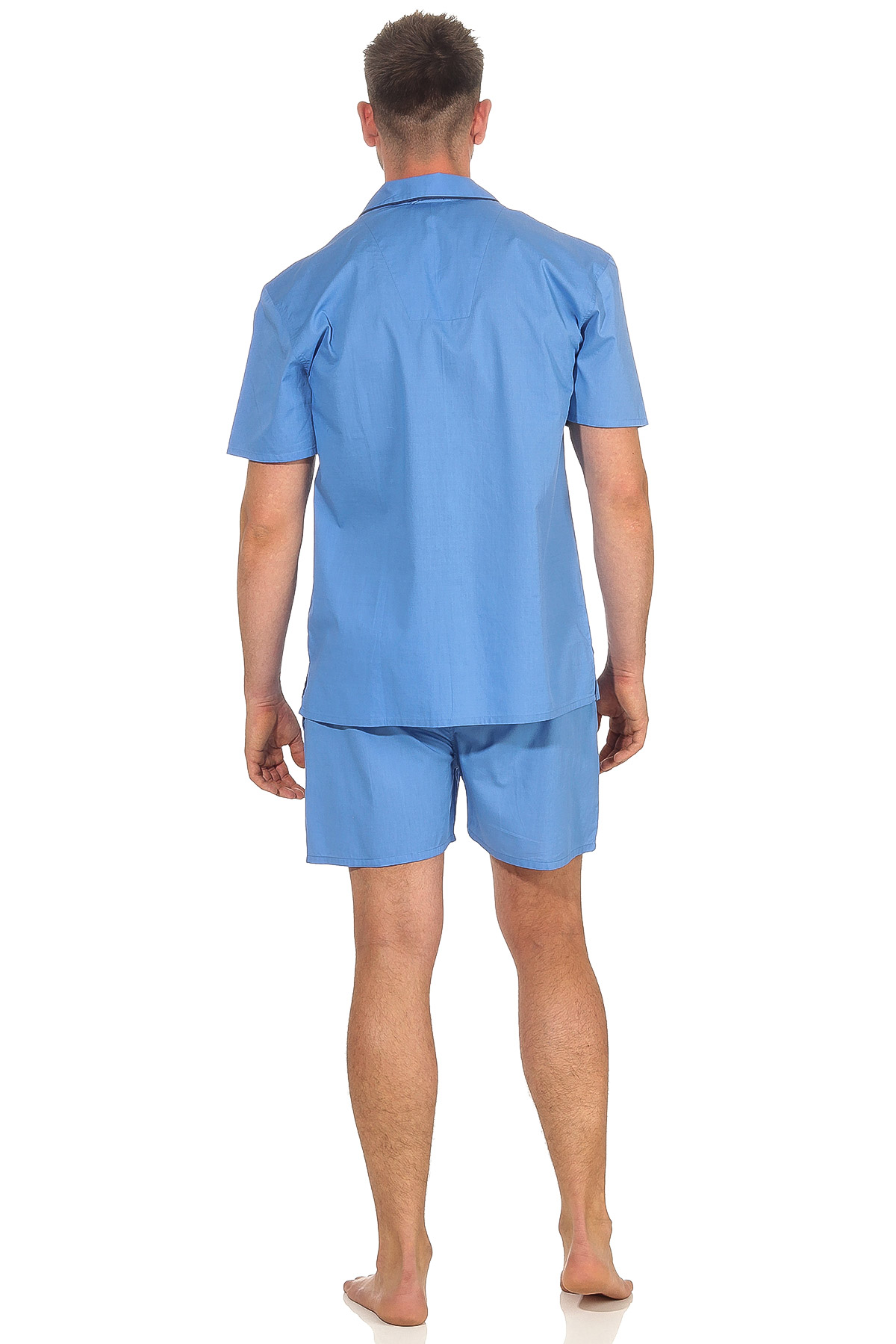 Klassischer Herren Shorty Pyjama kurzarm gewebt mit durchknöpfbarem Oberteil - 105 91 120 Klassischer Herren Shorty Pyjama kurzarm gewebt mit durchknöpfbarem Oberteil - 105 91 120