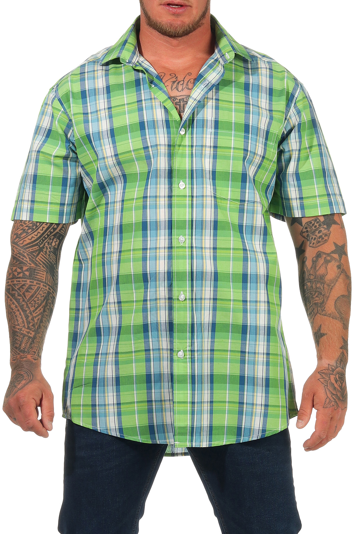 Herren Hemd kurzarm Freizeithemd Karo Design - auch in Übergrössen bis 5XL erhältlich Herren Hemd kurzarm Freizeithemd Karo Design - auch in Übergrössen bis 5XL erhältlich