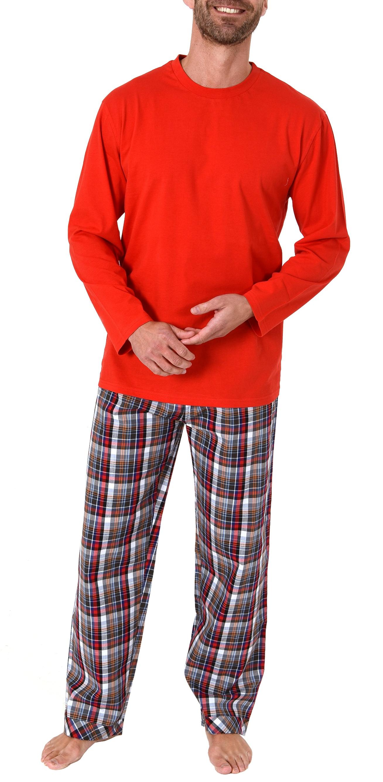 Herren Pyjama langarm Schlafanzug mit karierter Webhose - 65348 Herren Pyjama langarm Schlafanzug mit karierter Webhose - 65348
