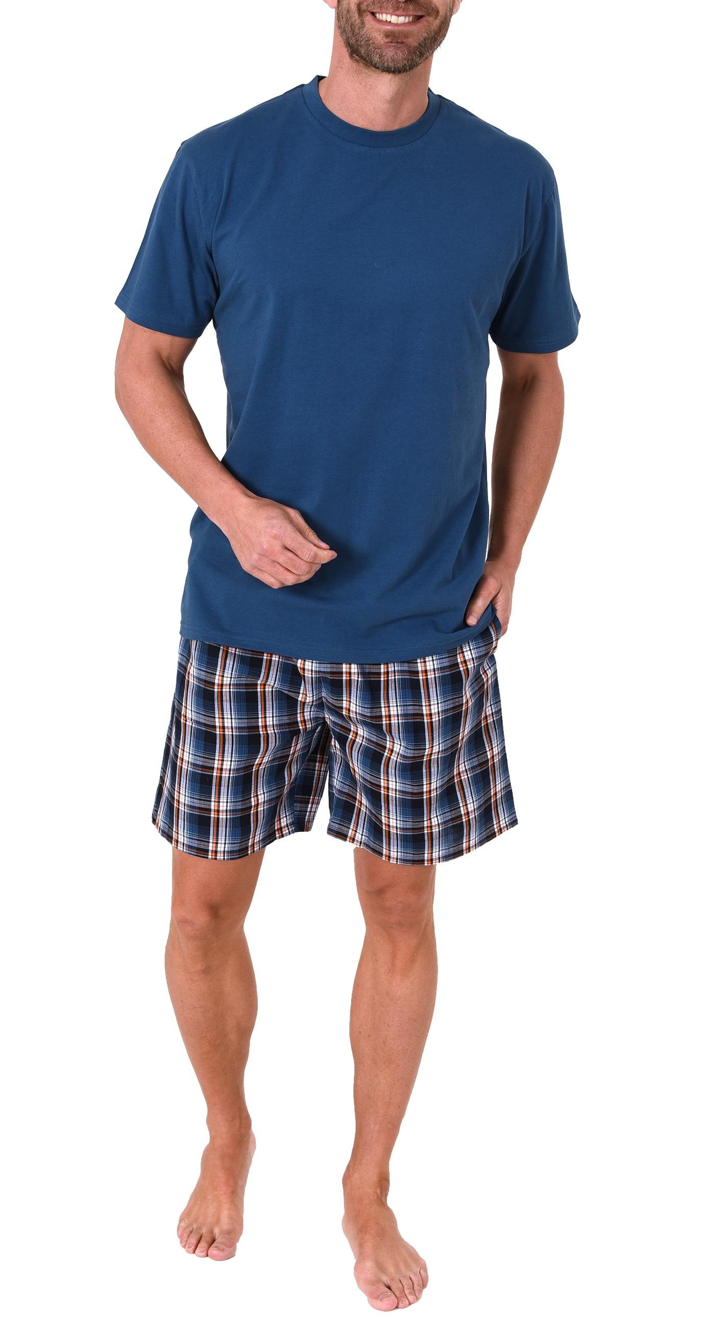 Herren Pyjama Shorty Schlafanzug kurzarm mit karierter Webshorts - 65349 Herren Pyjama Shorty Schlafanzug kurzarm mit karierter Webshorts - 65349