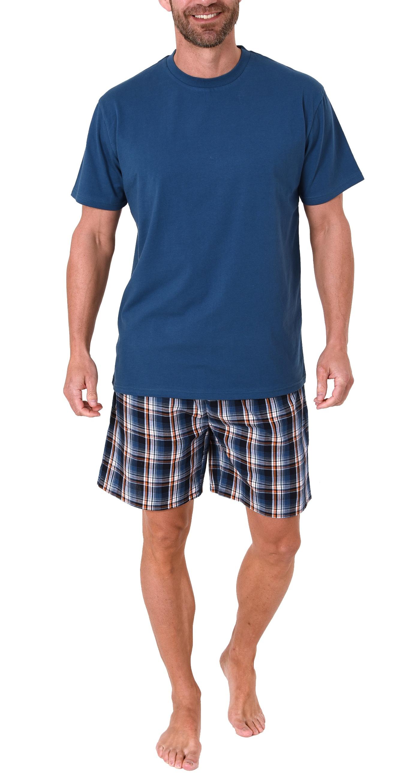 Herren Pyjama Shorty Schlafanzug kurzarm mit karierter Webshorts  - 65349