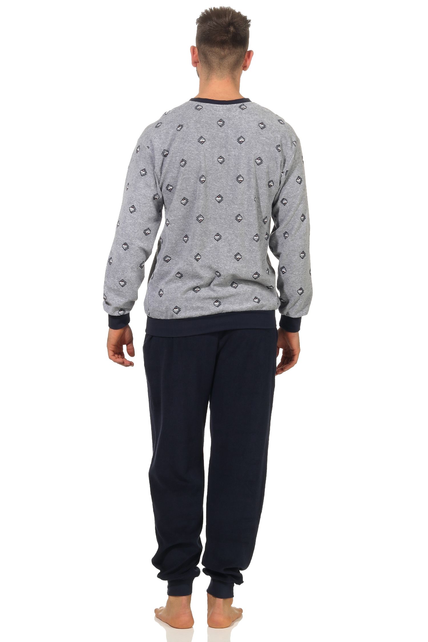 Herren Frottee Pyjama lang mit Bündchen - auch in Übergrössen bis Gr. 68/70 -  202 93 454