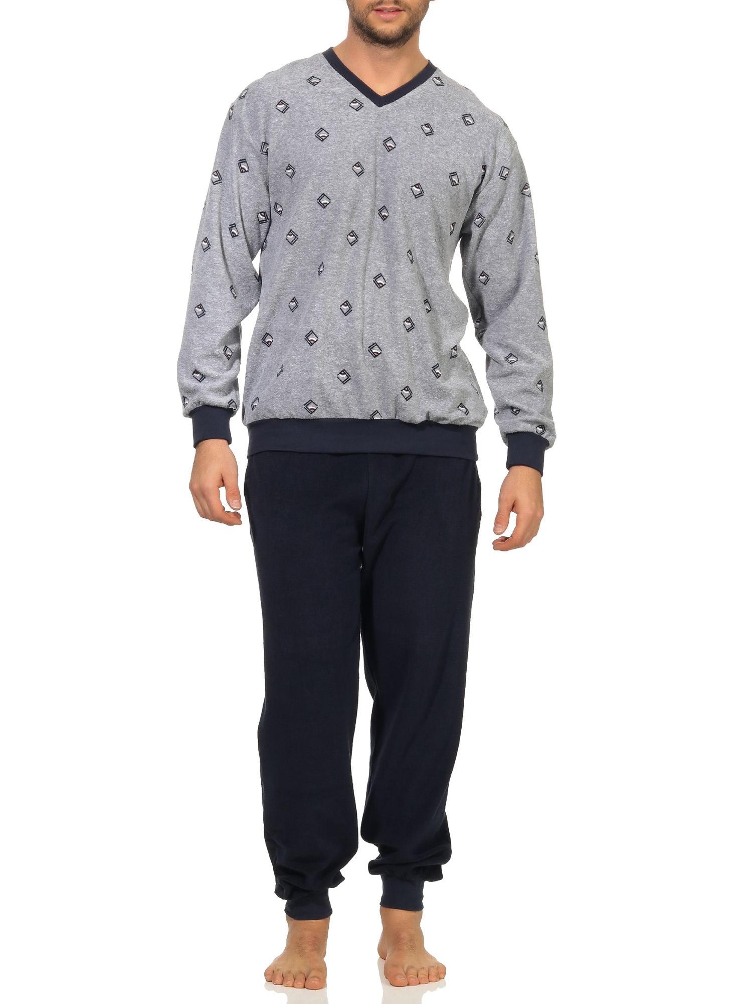 Herren Frottee Pyjama lang mit Bündchen - auch in Übergrössen bis Gr. 68/70 -  202 93 454