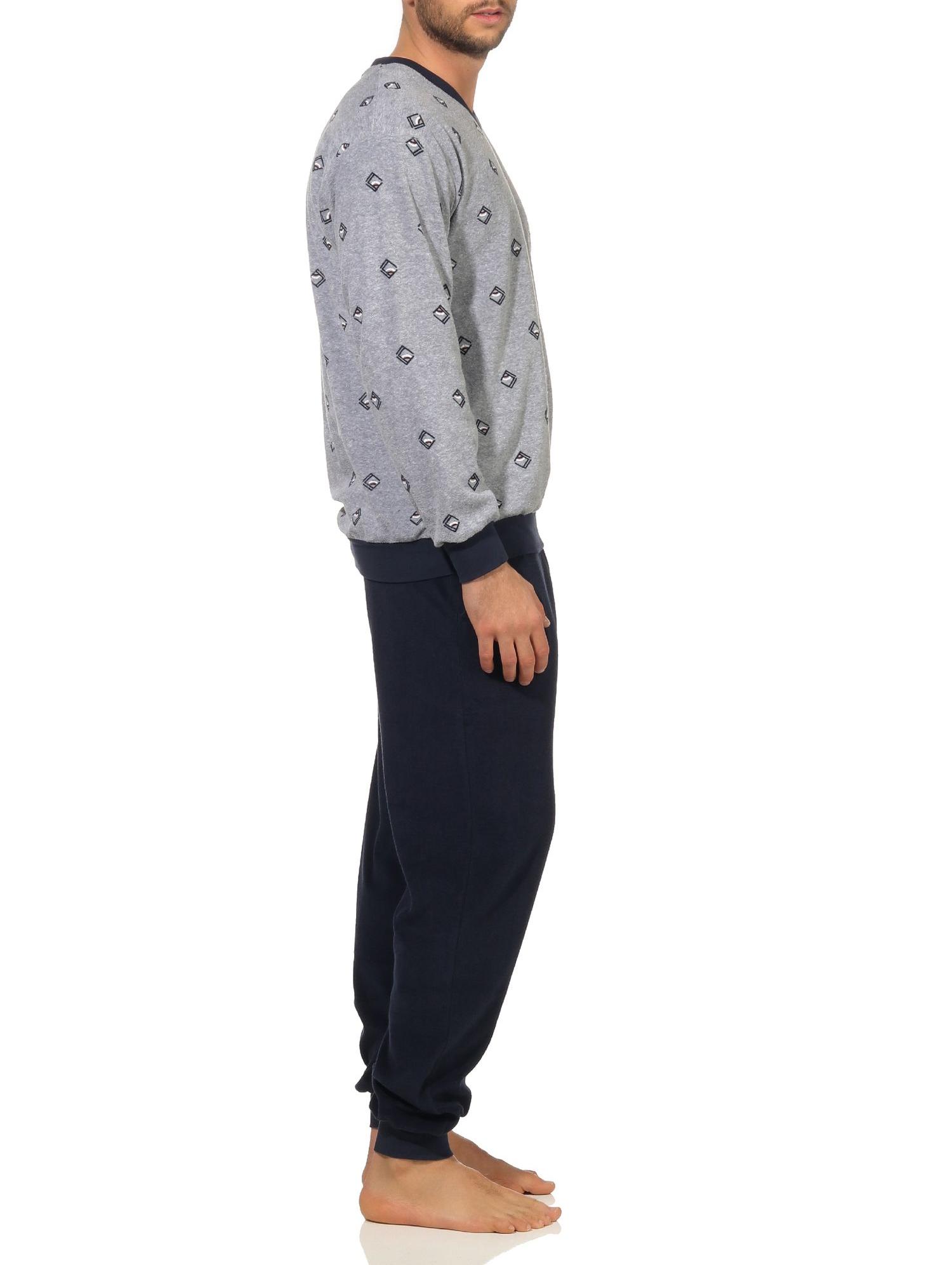 Herren Frottee Pyjama lang mit Bündchen - auch in Übergrössen bis Gr. 68/70 -  202 93 454