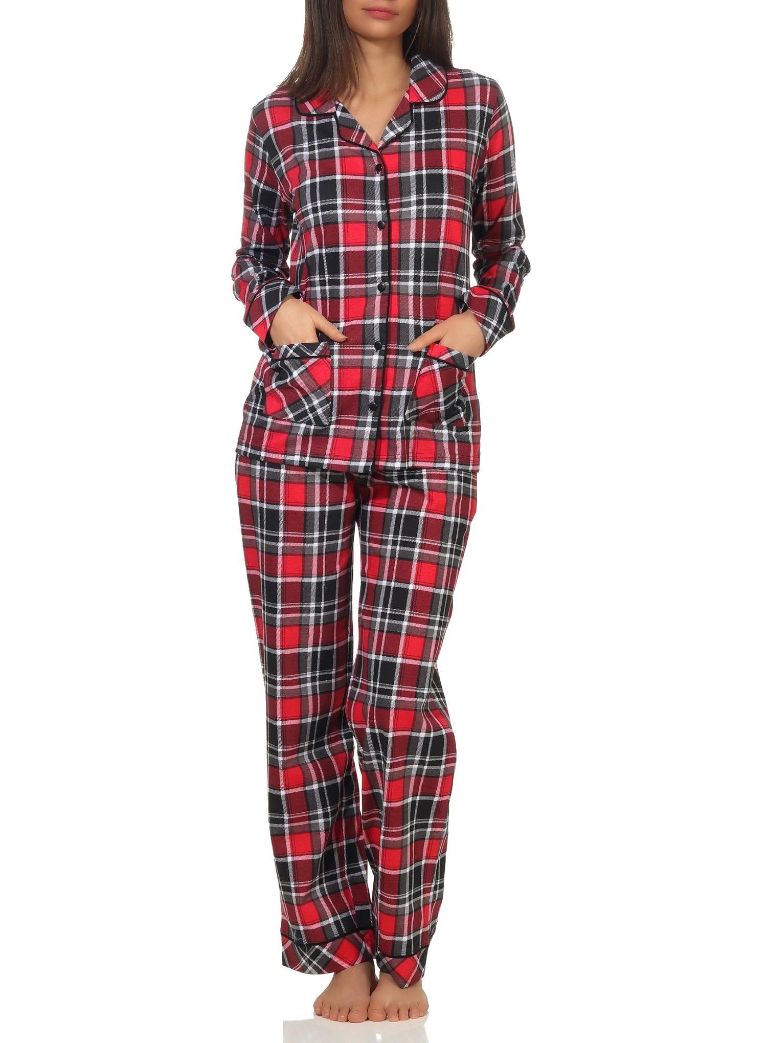 Damen Pyjama in Karo Optik zum durchknöpfen in Single Jersey Qualität - auch in Übergrößen Damen Pyjama in Karo Optik zum durchknöpfen in Single Jersey Qualität - auch in Übergrößen