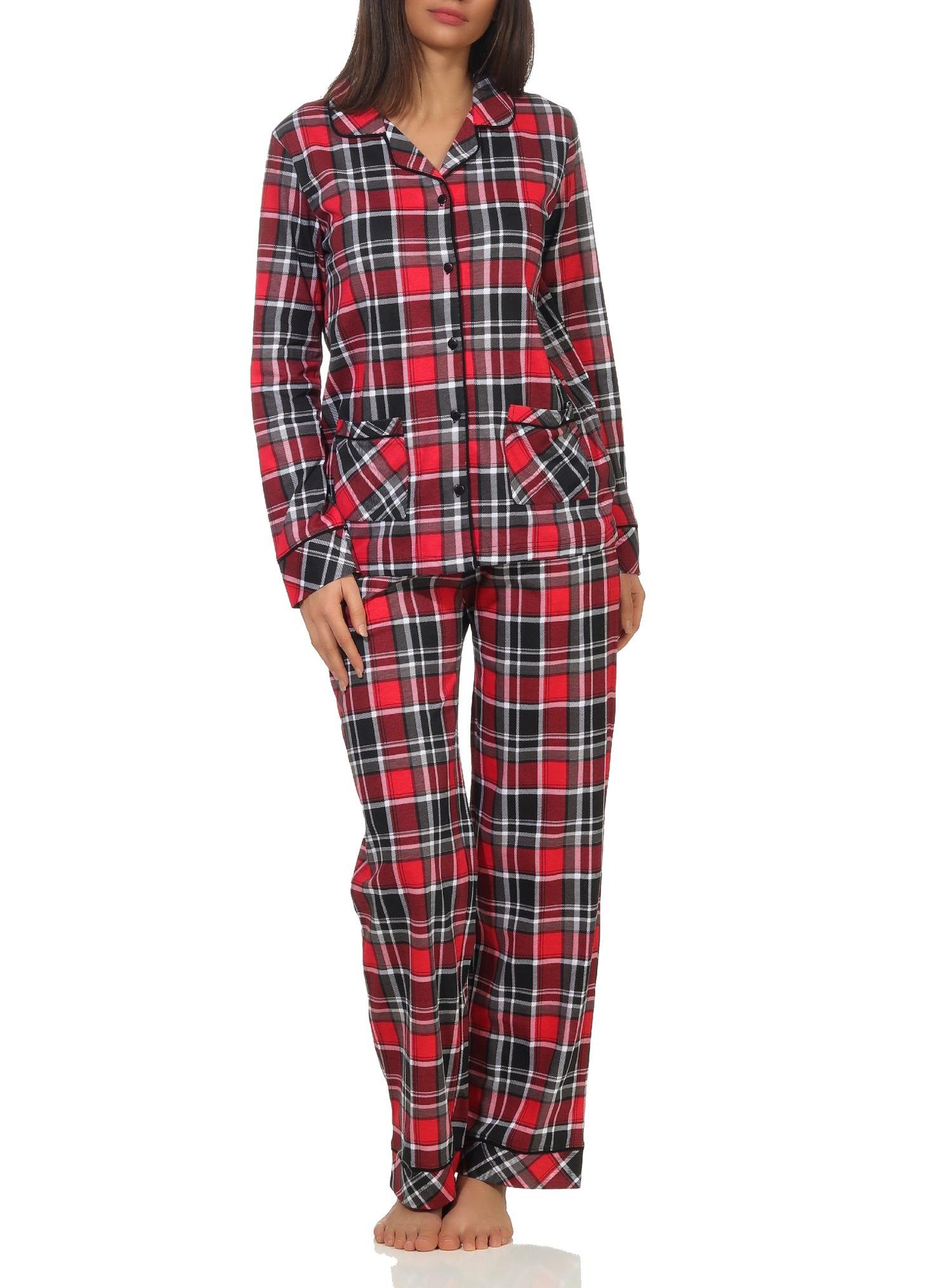 Damen Pyjama in Karo Optik zum durchknöpfen in Single Jersey Qualität - auch in Übergrößen - 202 201 90 821 Damen Pyjama in Karo Optik zum durchknöpfen in Single Jersey Qualität - auch in Übergrößen