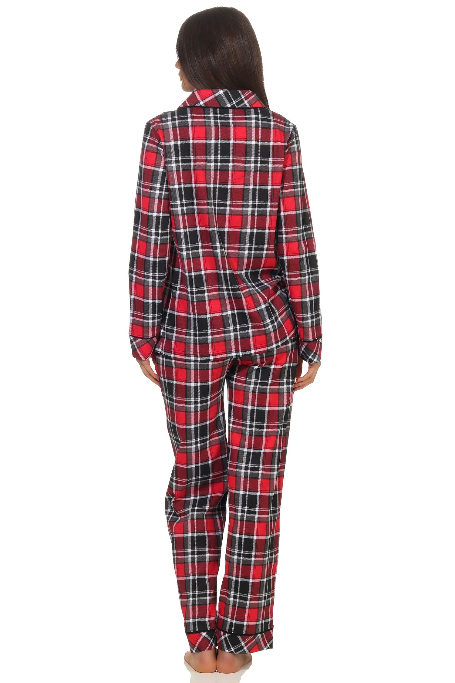 Damen Pyjama in Karo Optik zum durchknöpfen in Single Jersey Qualität - auch in Übergrößen - 202 201 90 821 Damen Pyjama in Karo Optik zum durchknöpfen in Single Jersey Qualität - auch in Übergrößen