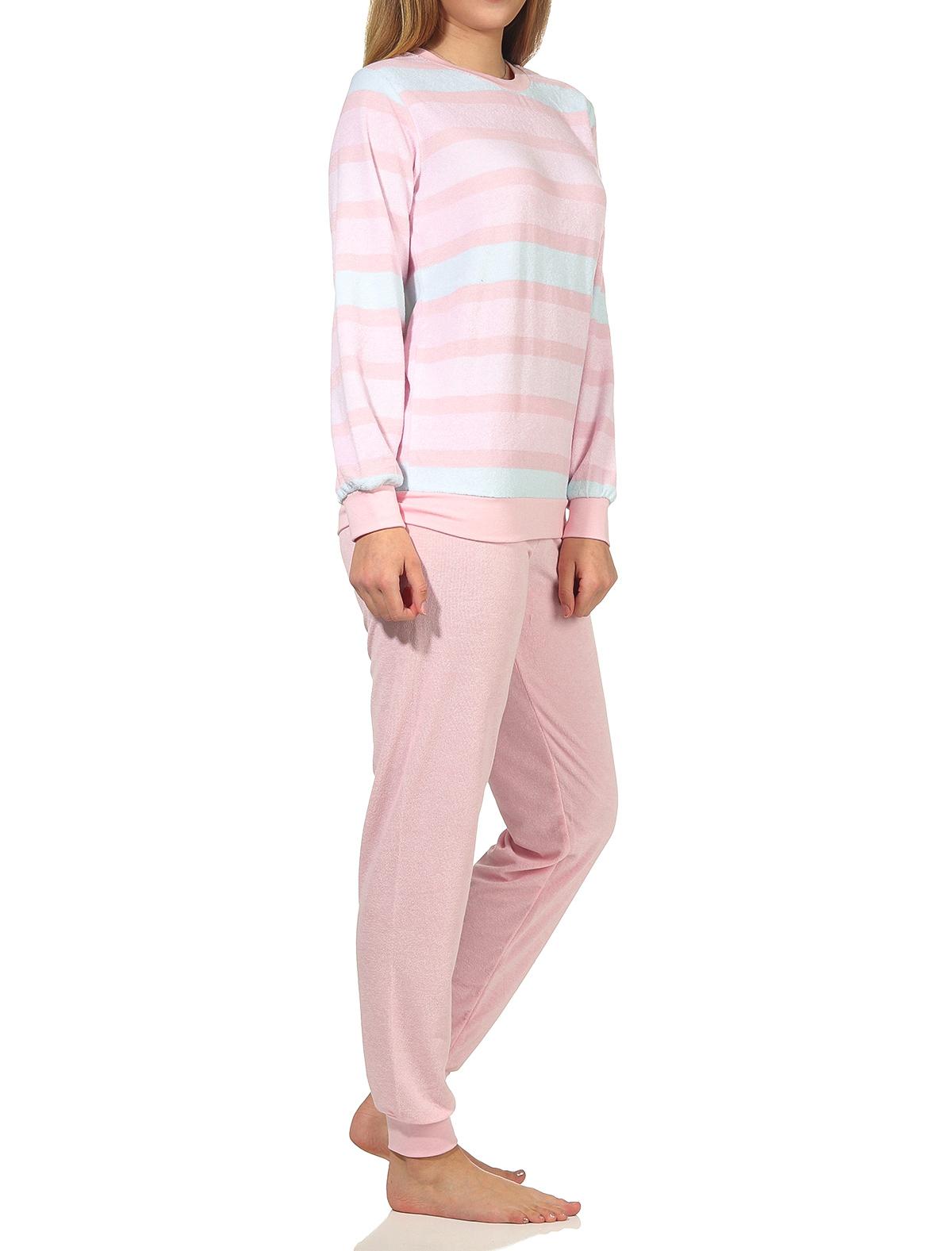 Damen Frottee Pyjama mit Bündchen in eleganter Ringeloptik - auch in Übergrössen - 202 235