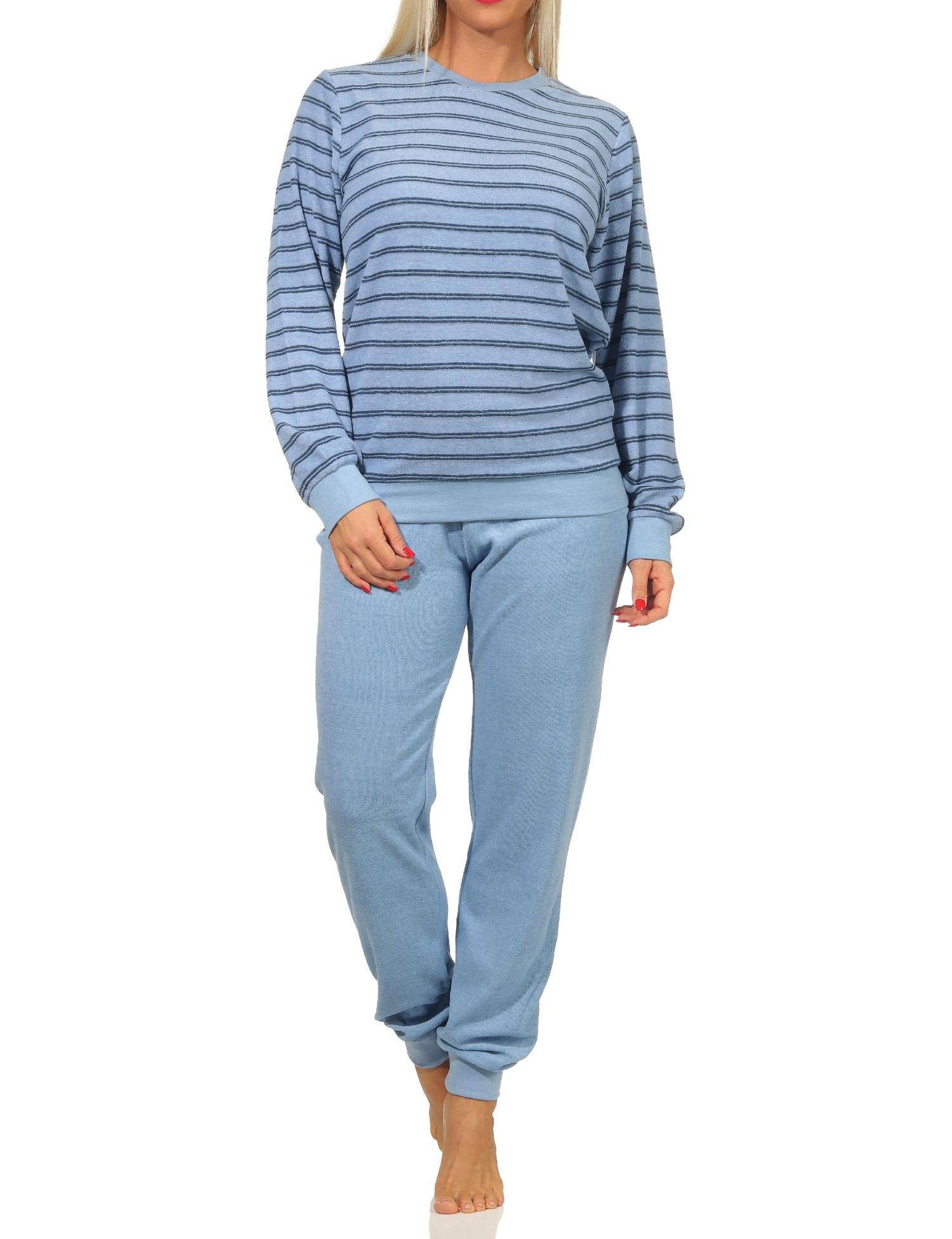 Damen Frottee Pyjama langarm Schlafanzug mit Bündchen - 212 201 90 801 Damen Frottee Pyjama langarm Schlafanzug mit Bündchen - 212 201 90 801